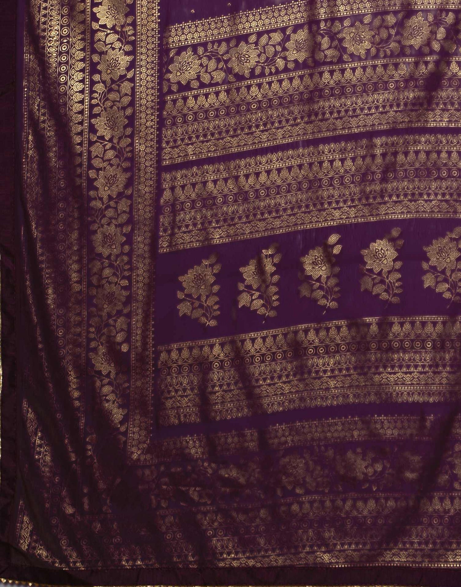 Wine Georgette Foil Printed Saree