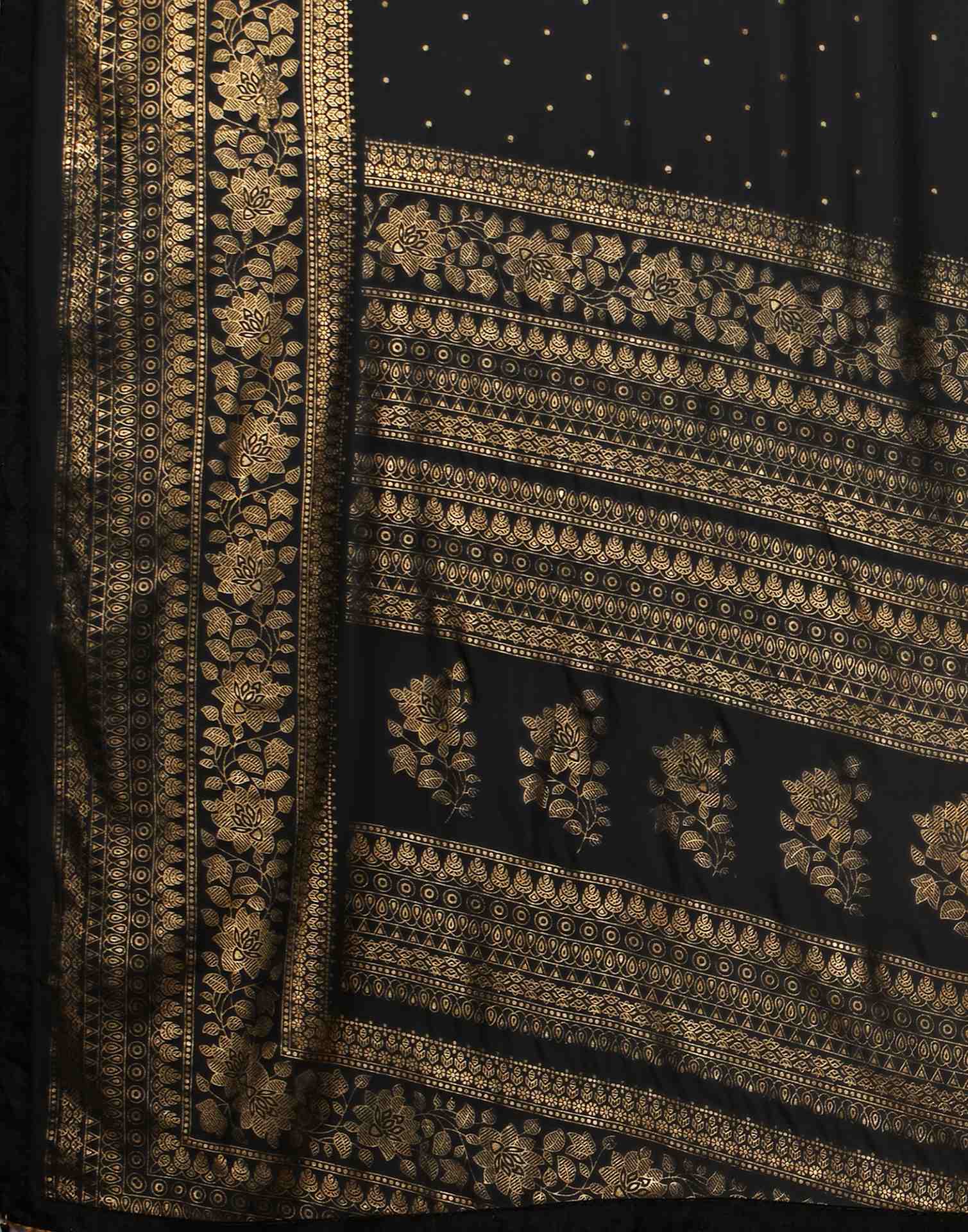 Black Georgette Foil Printed Saree