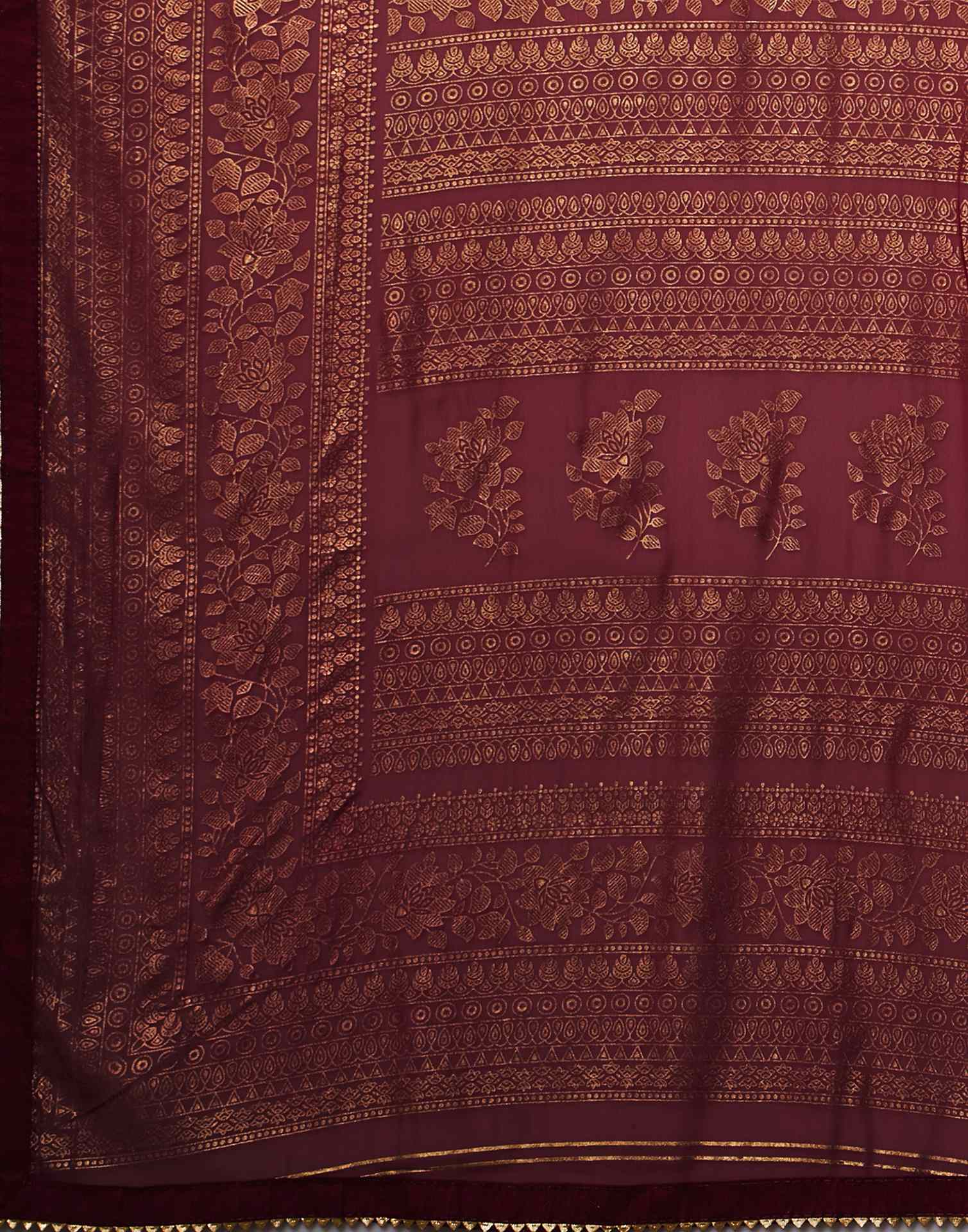 Rani Pink Georgette Foil Printed Saree