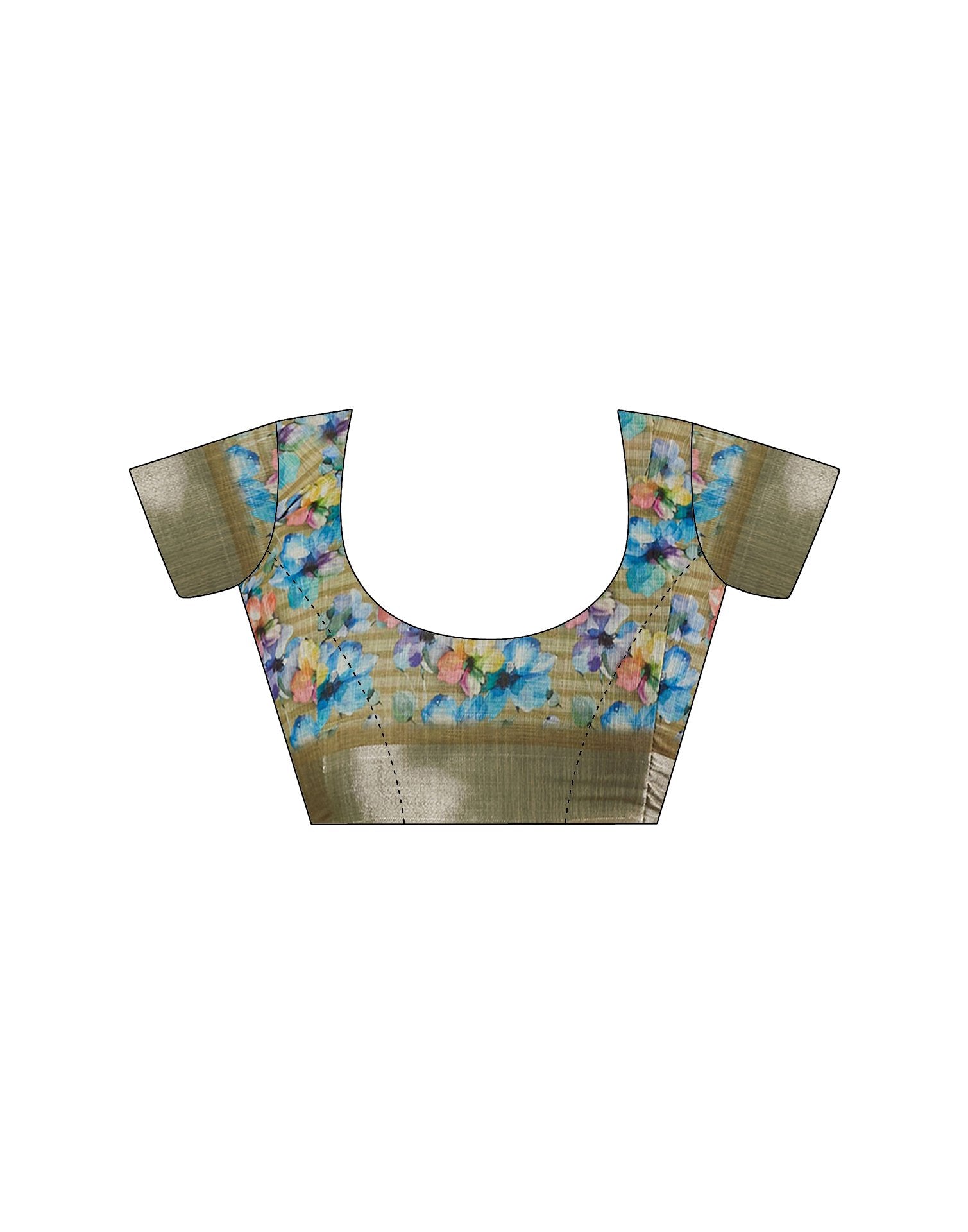 Mustard Yellow Linen Floral Printed Saree