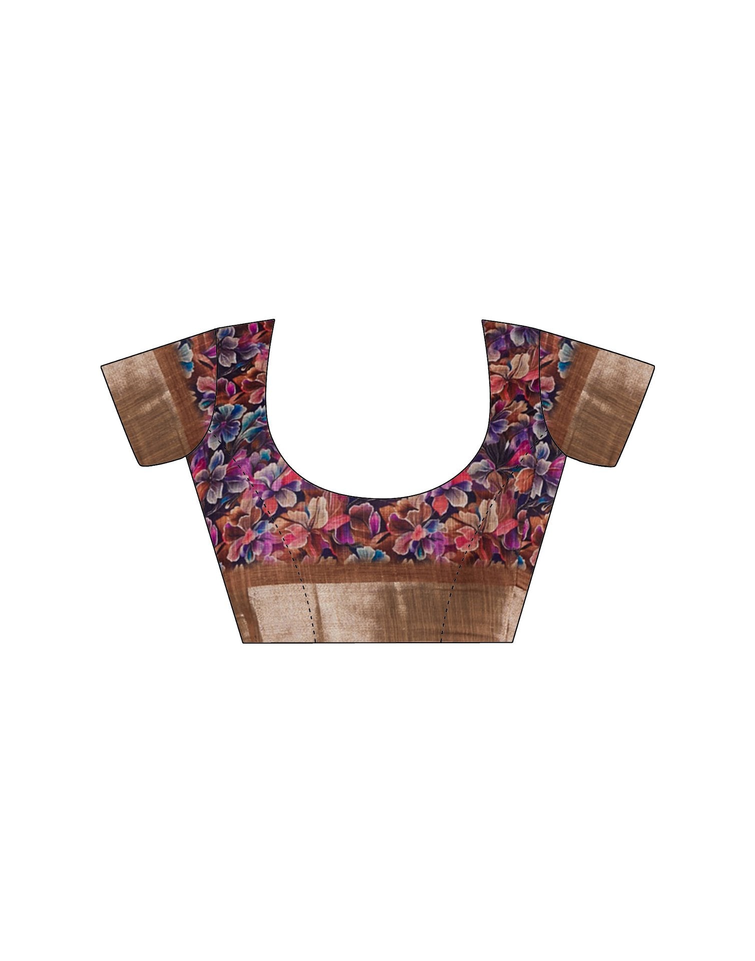 Multicoloured Linen Floral Printed Saree