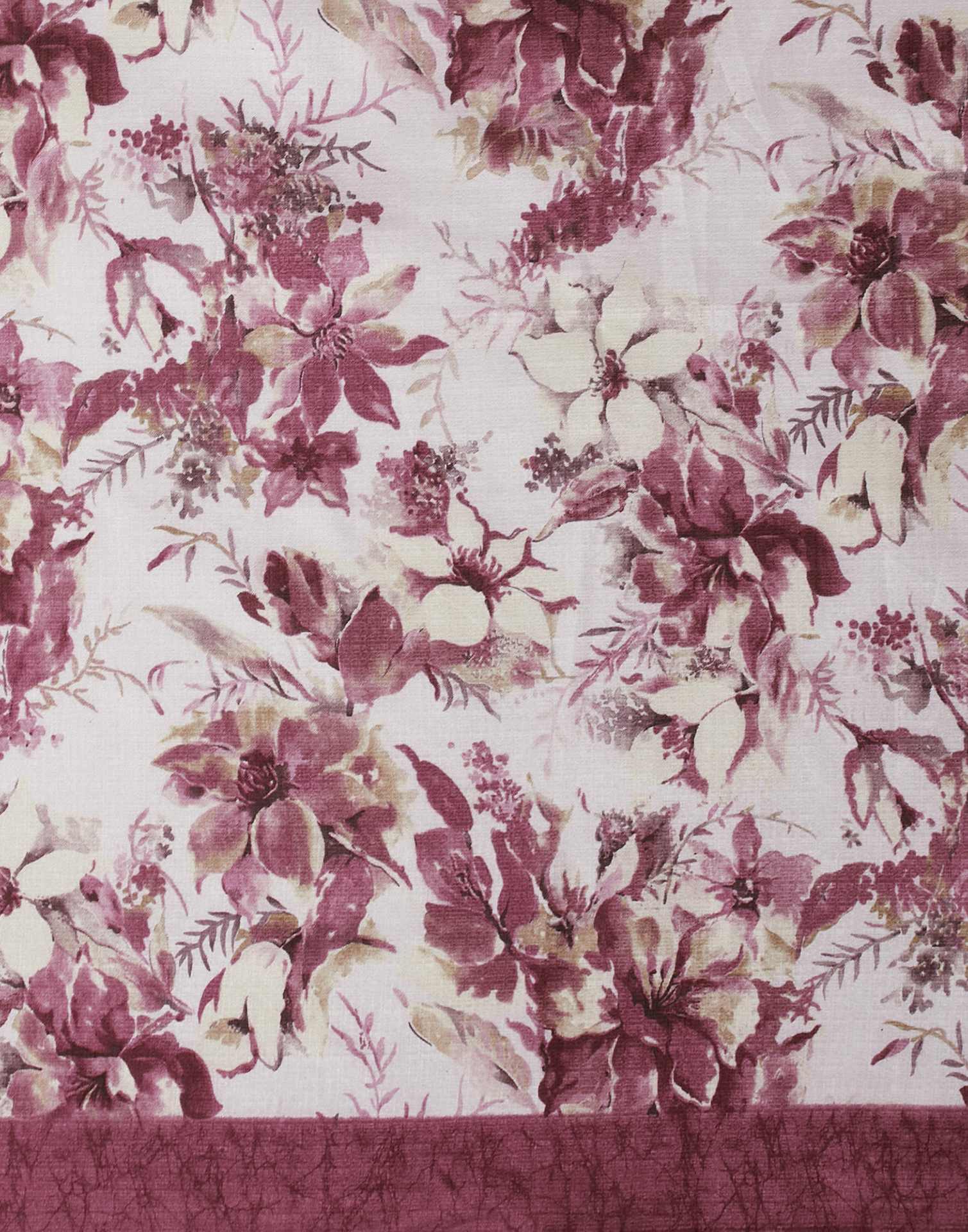 Mauve Cotton Blend Floral Printed Saree