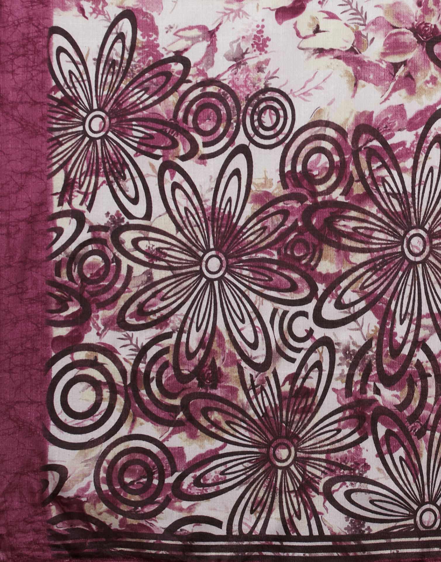 Mauve Cotton Blend Floral Printed Saree