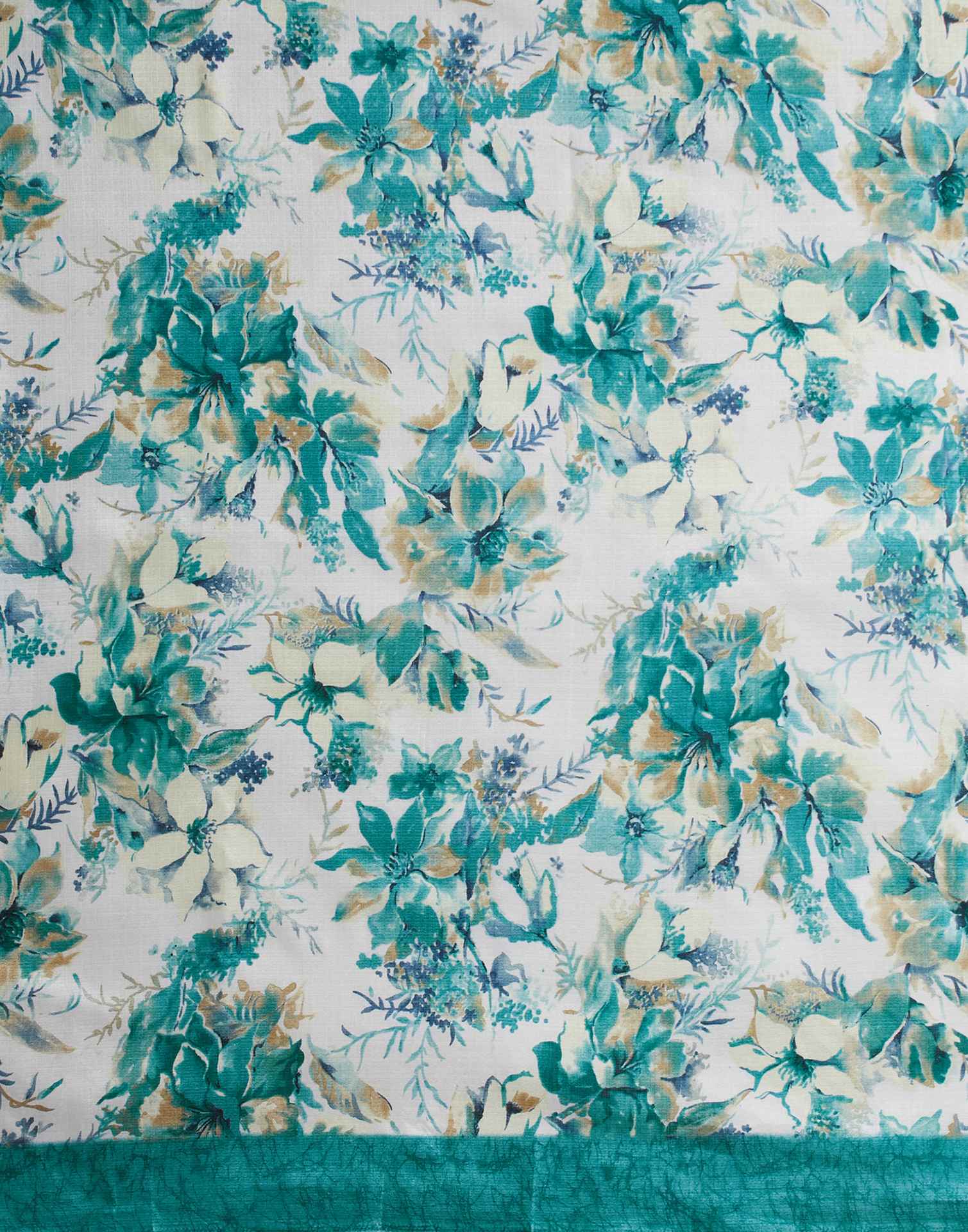 Blue Cotton Blend Floral Printed Saree