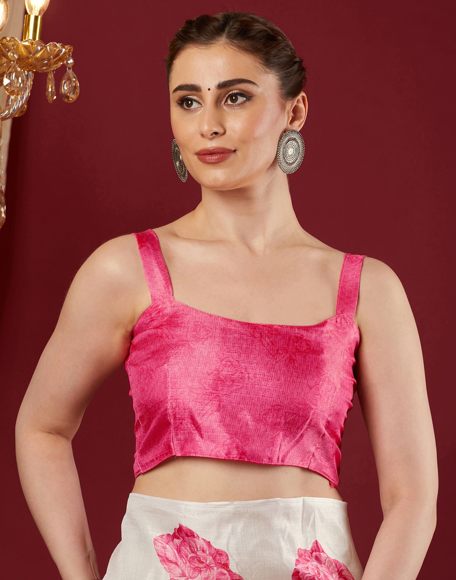 White Cotton Blend Floral Printed Saree