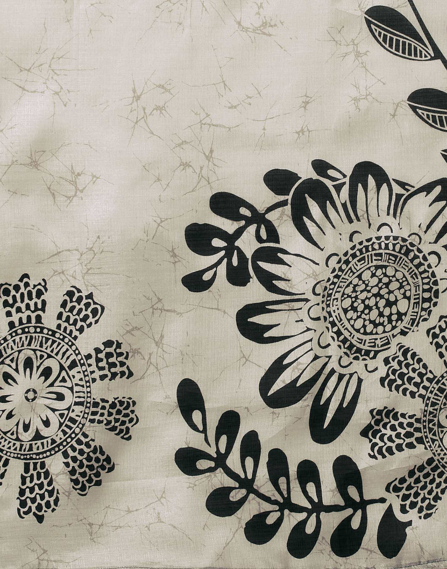 White Cotton Blend Floral Printed Saree