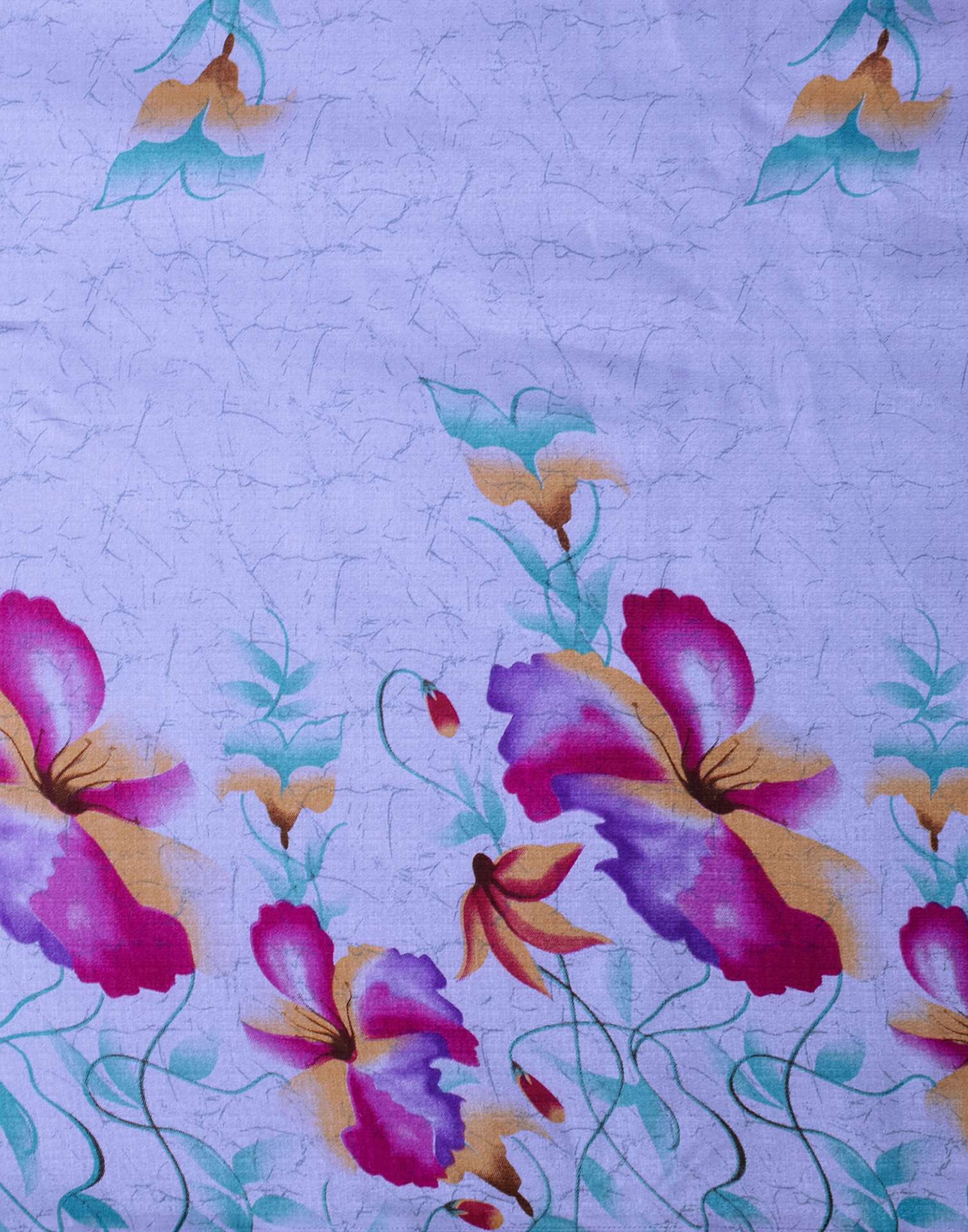 Light Lavender Cotton Blend Floral Printed Saree