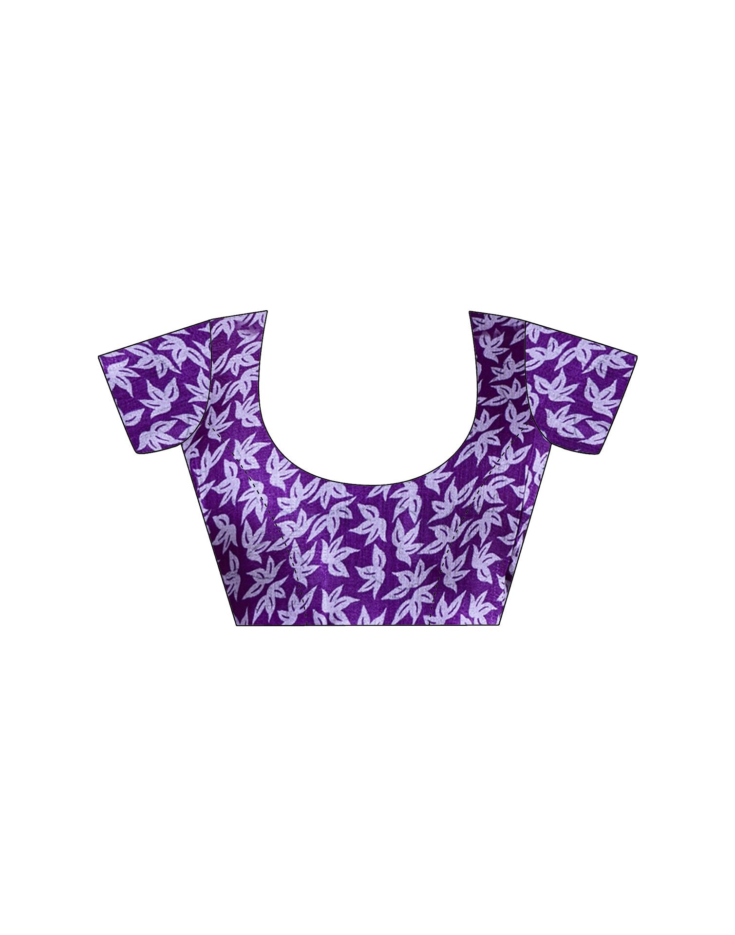 Light Lavender Cotton Blend Floral Printed Saree