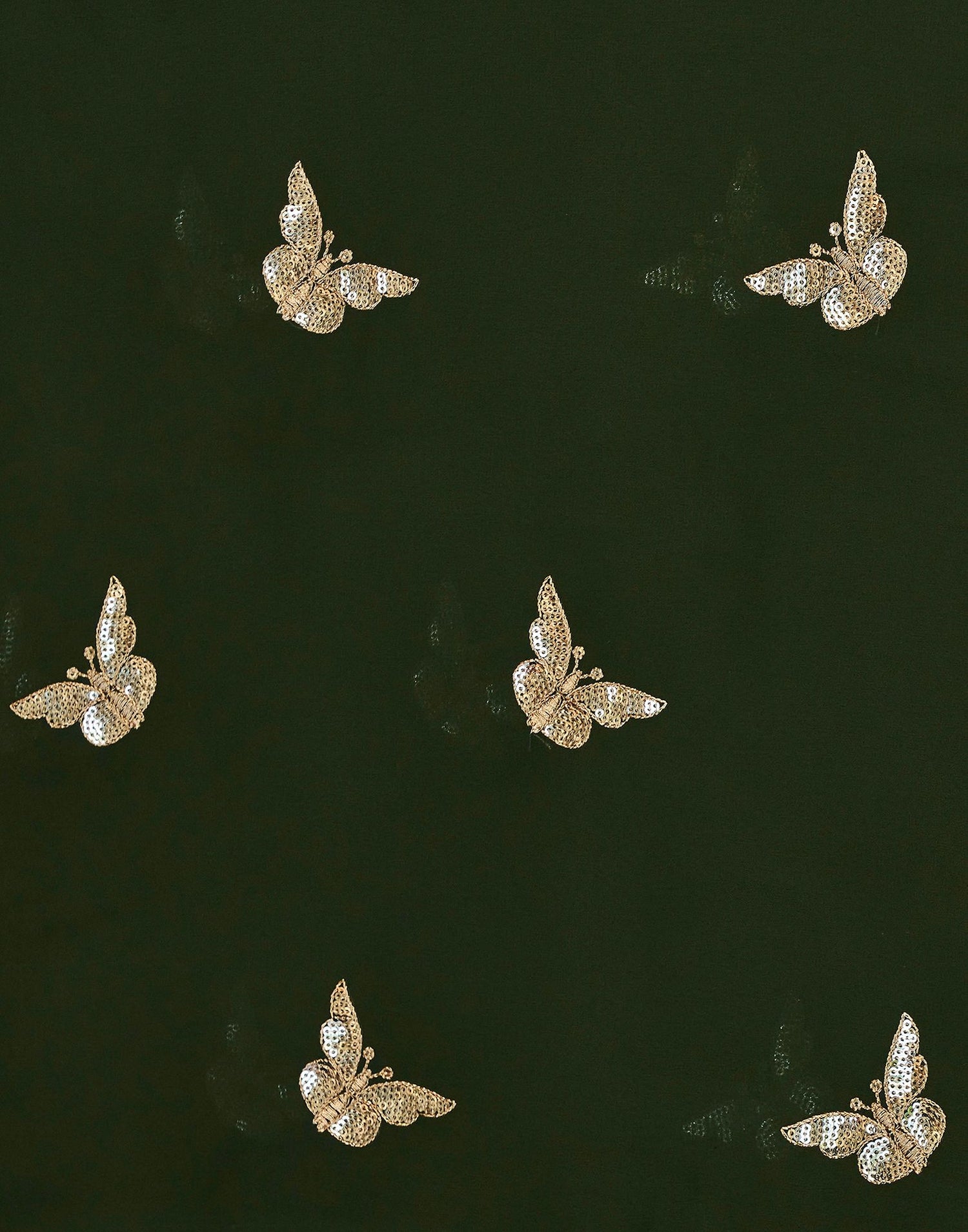 Dark Olive Green Georgette Sequence Embroidery Saree