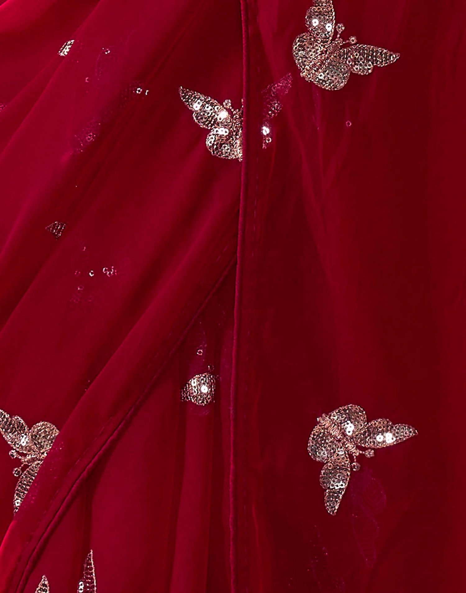 Red Georgette Sequence Embroidery Saree