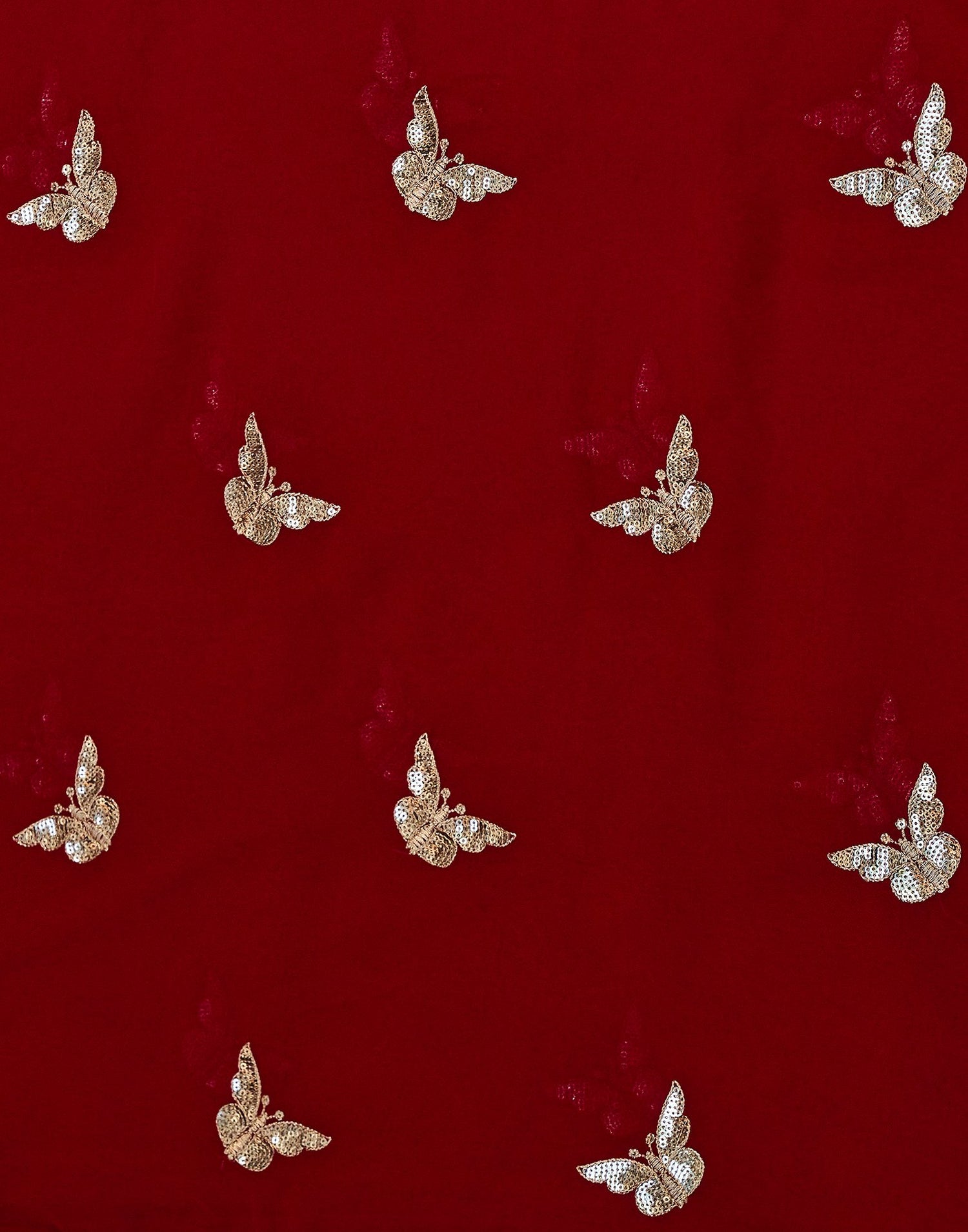 Red Georgette Sequence Embroidery Saree