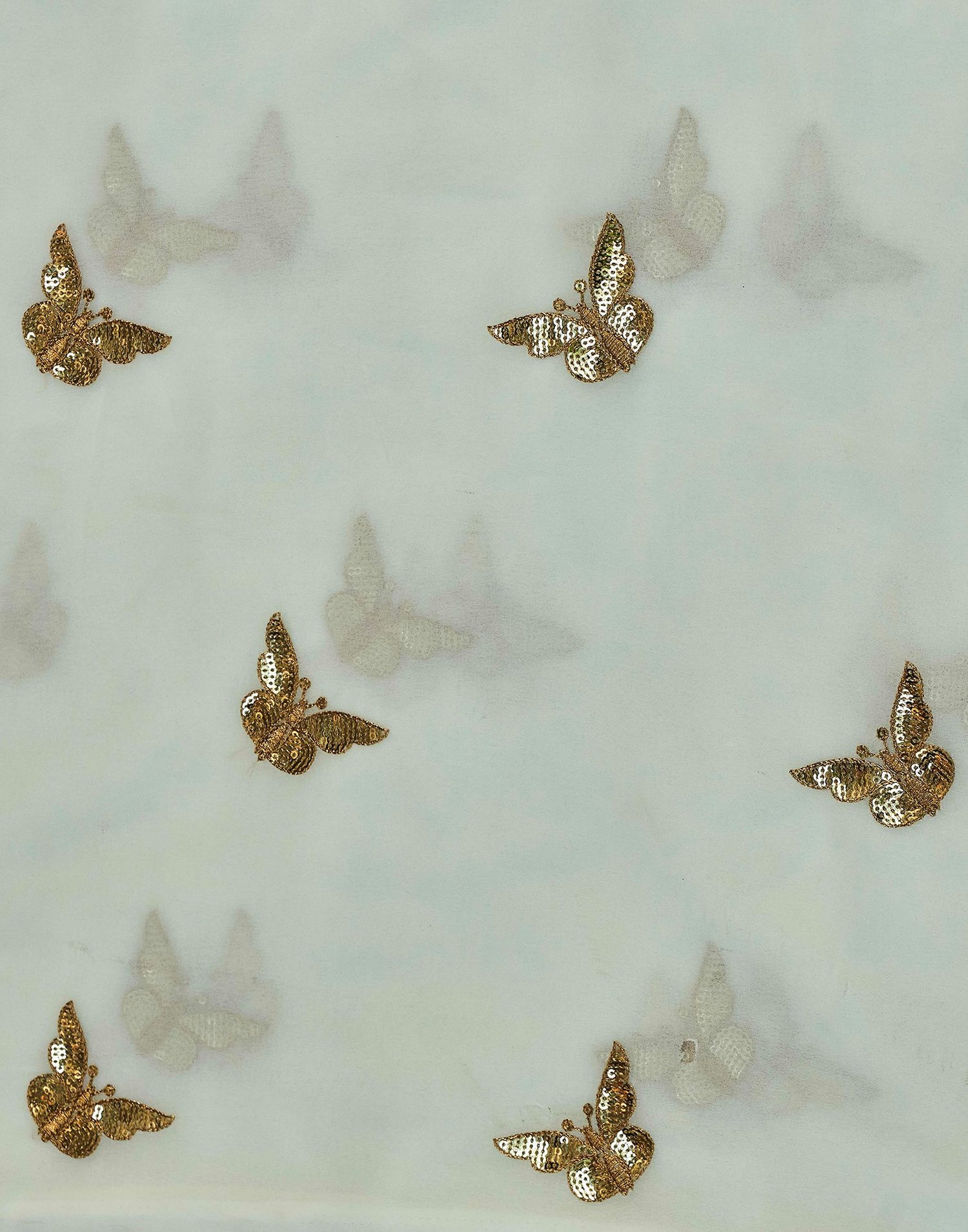 White Georgette Sequence Embroidery Saree