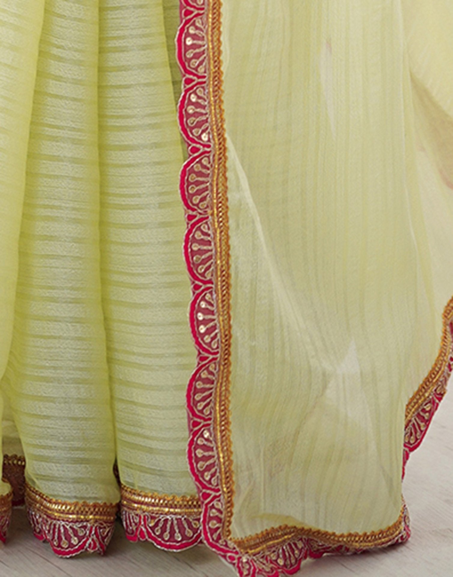 Light Pista Green Shimmer Woven Plain Saree