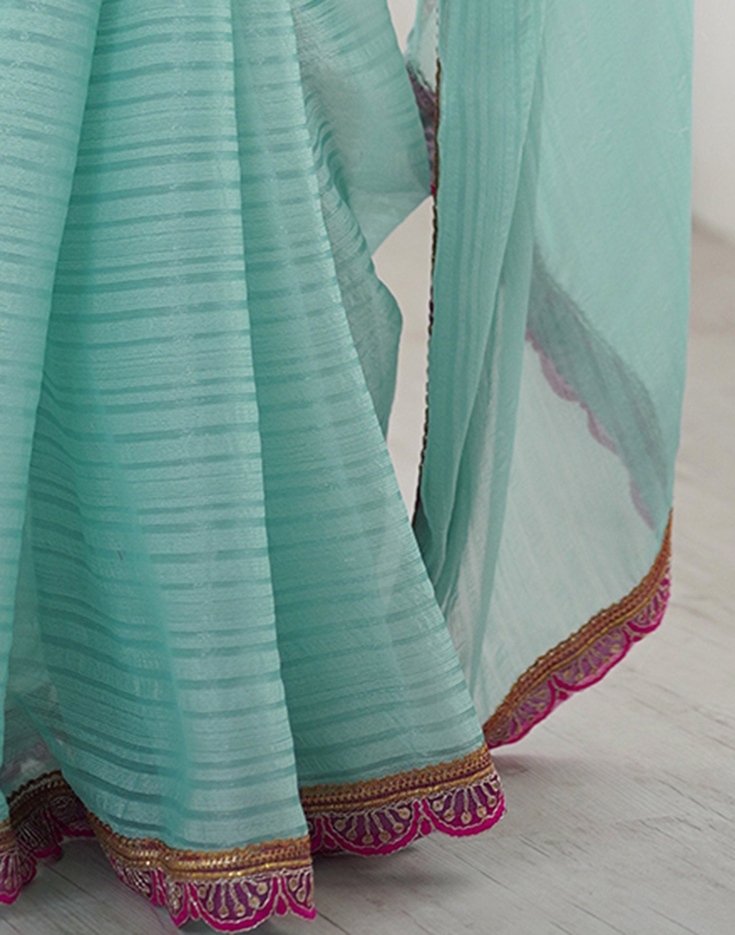 Sky Blue Shimmer Woven Plain Saree