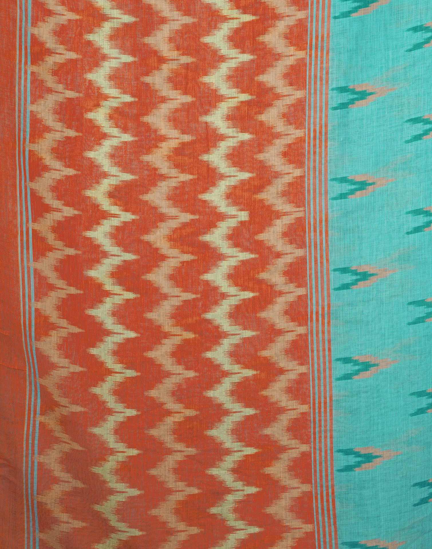 Blue Linen Ikkat Printed Saree