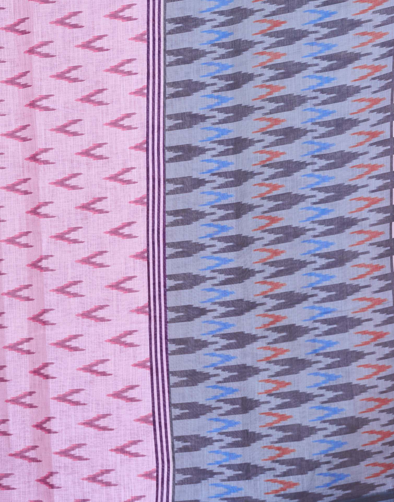 Light Pink Linen Ikkat Printed Saree