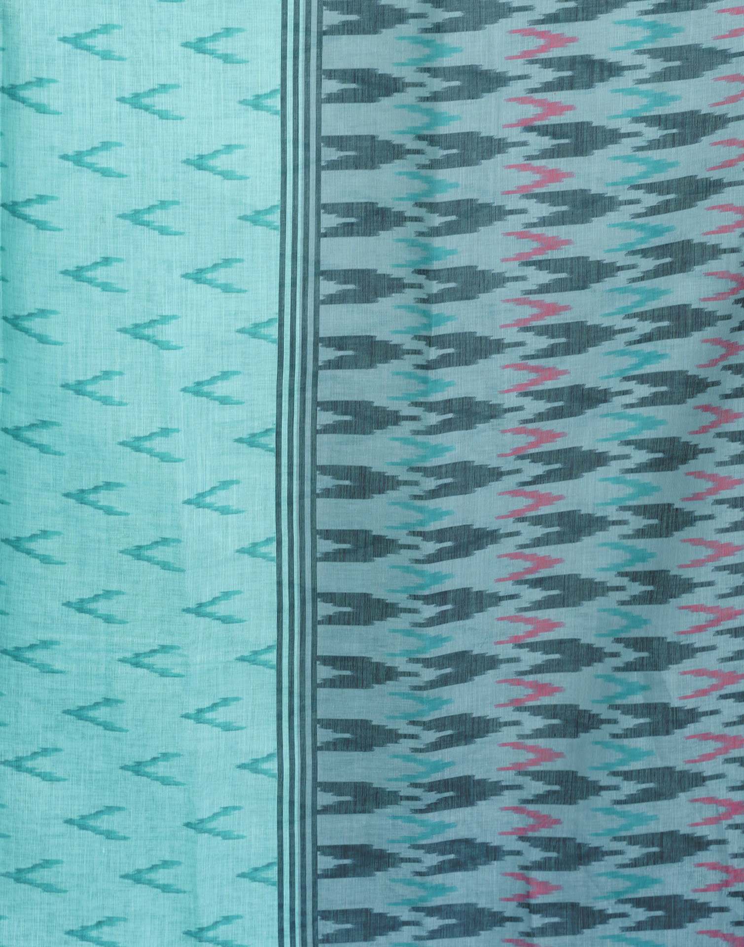 Turquoise Linen Ikkat Printed Saree