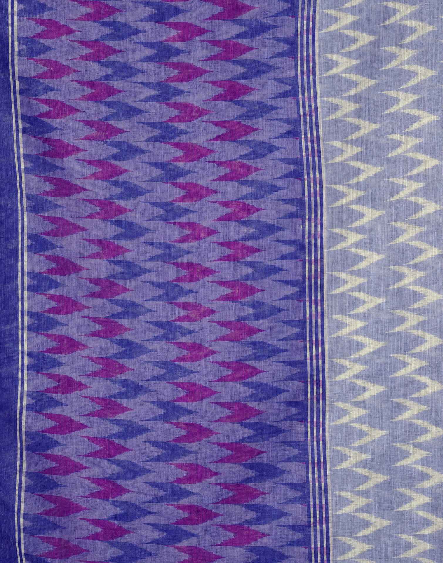 Blue Linen Ikkat Printed Saree