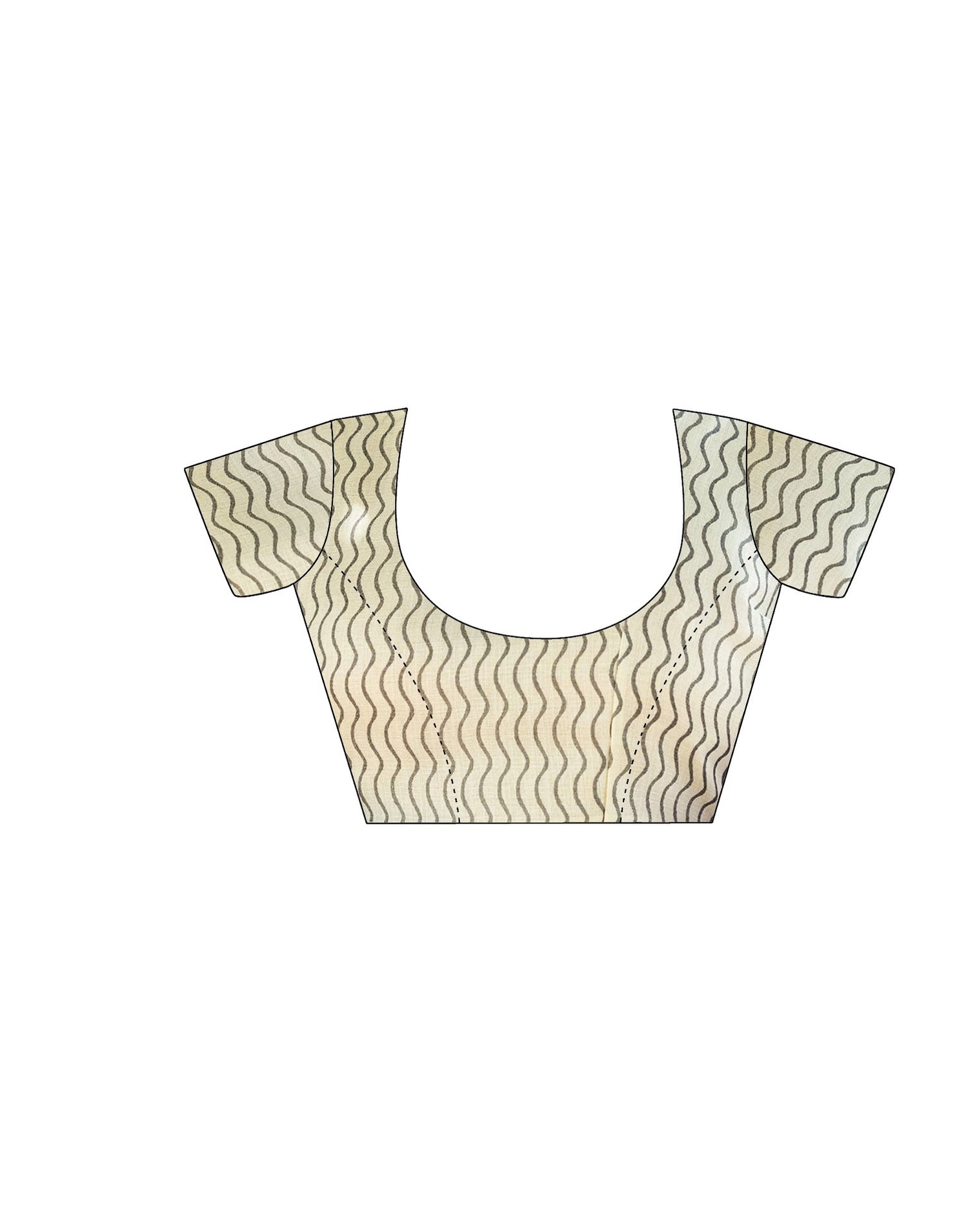 Off White Cotton Blend Printed Saree