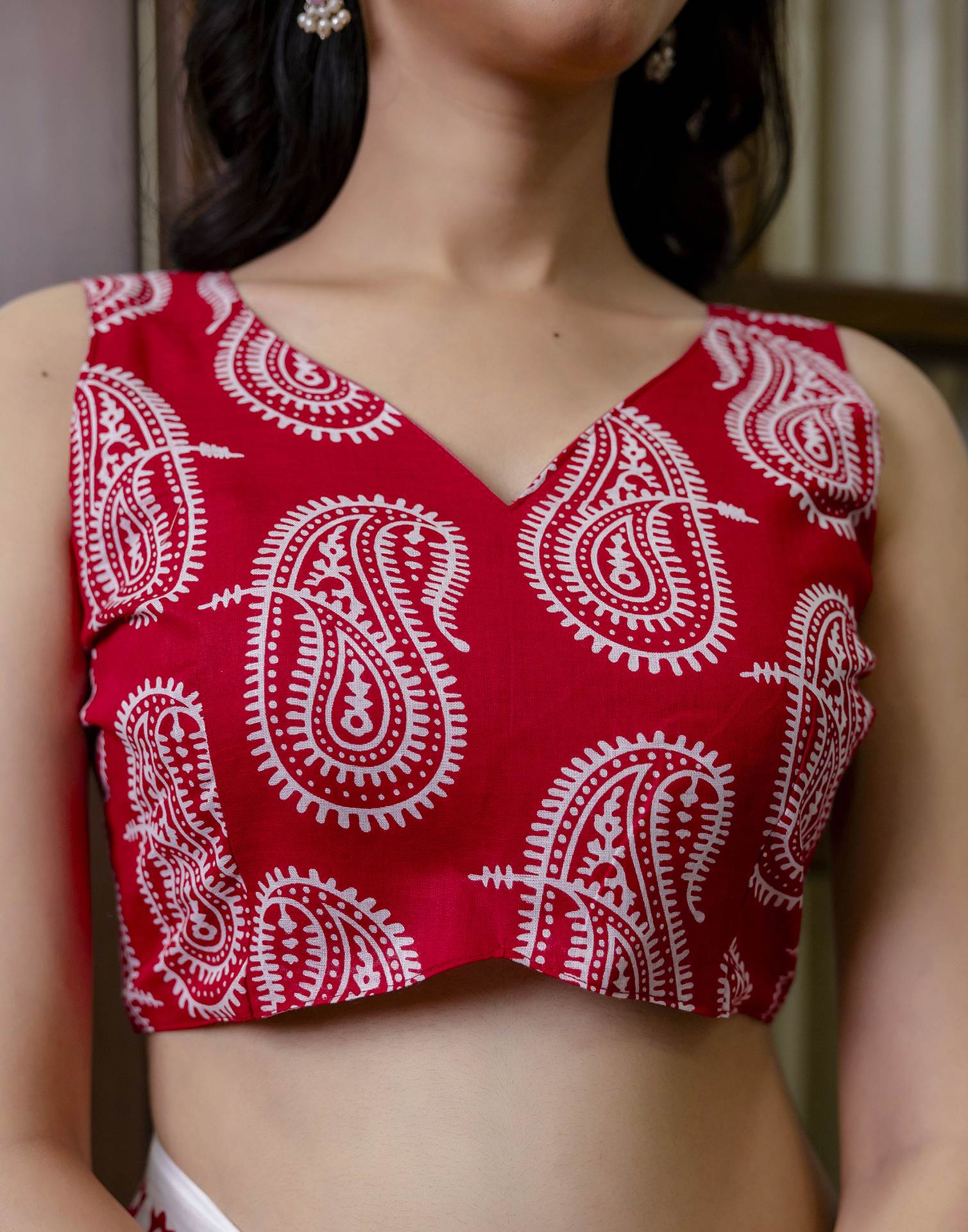 White Cotton Printed Saree