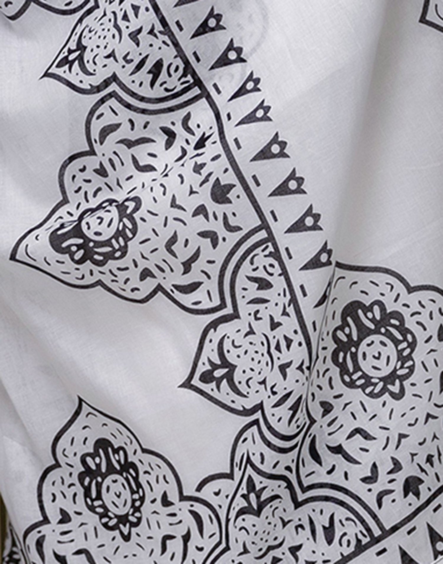 White Cotton Printed Saree