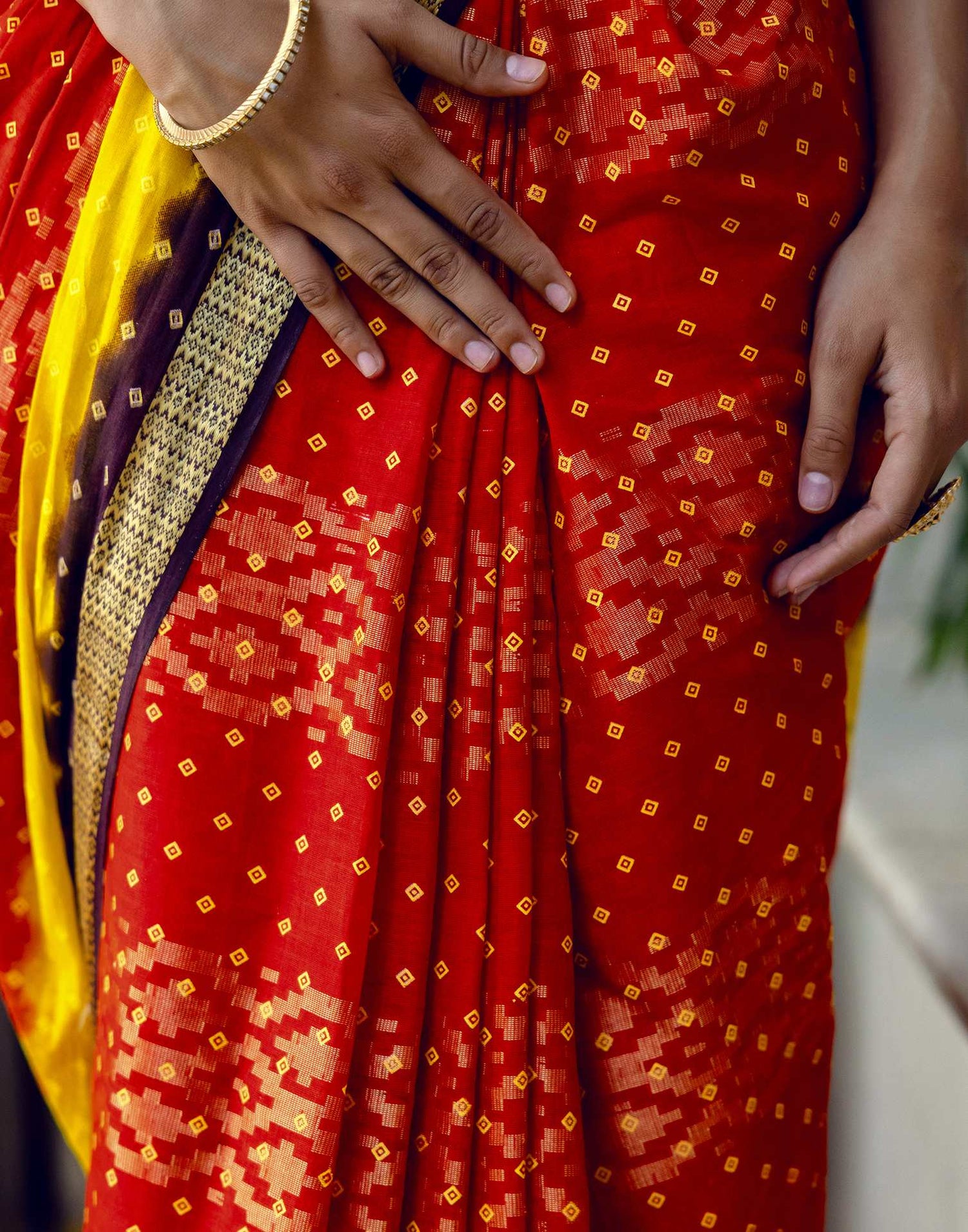 Red Cotton Bandhani Bandhani Saree