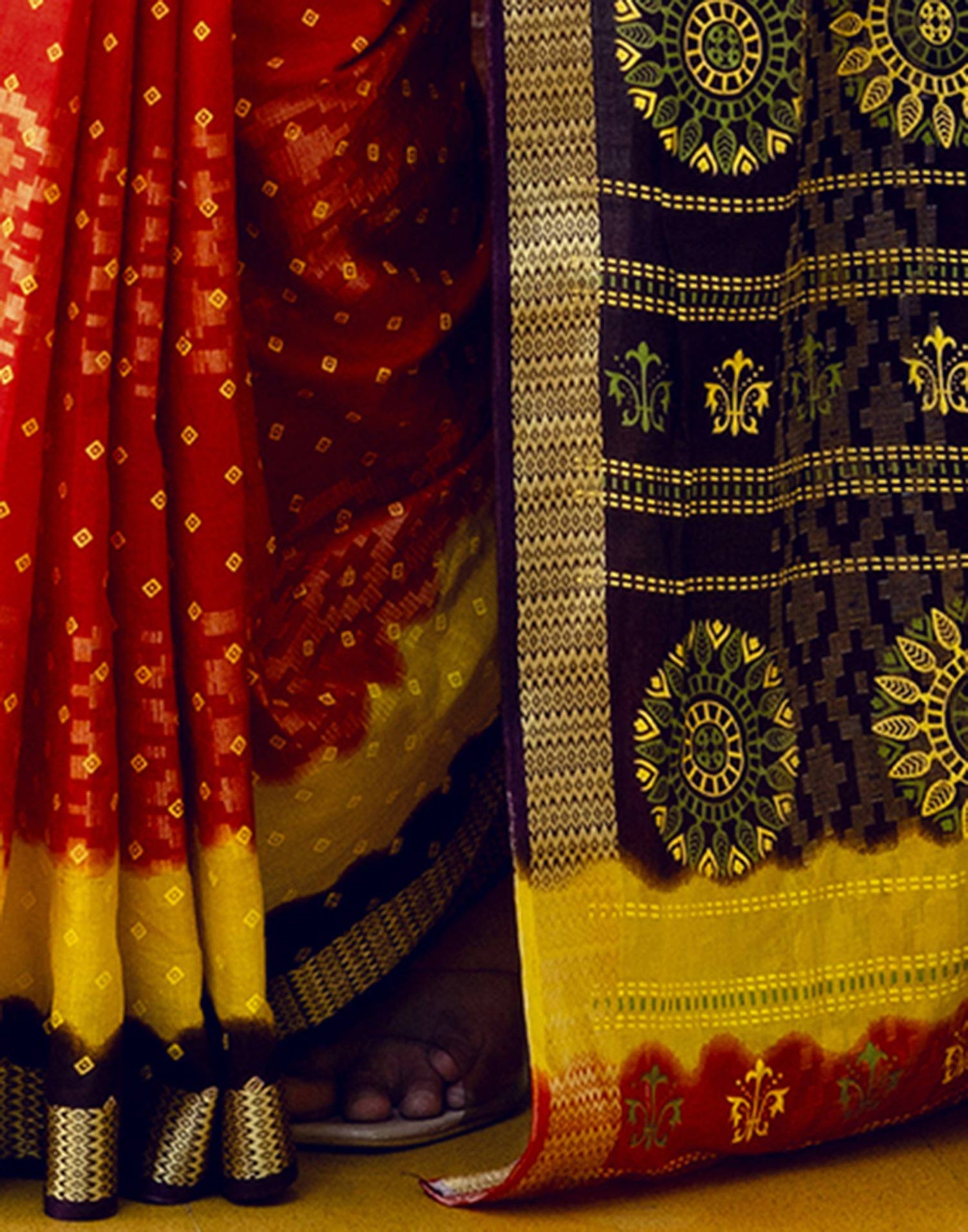 Red Cotton Bandhani Bandhani Saree