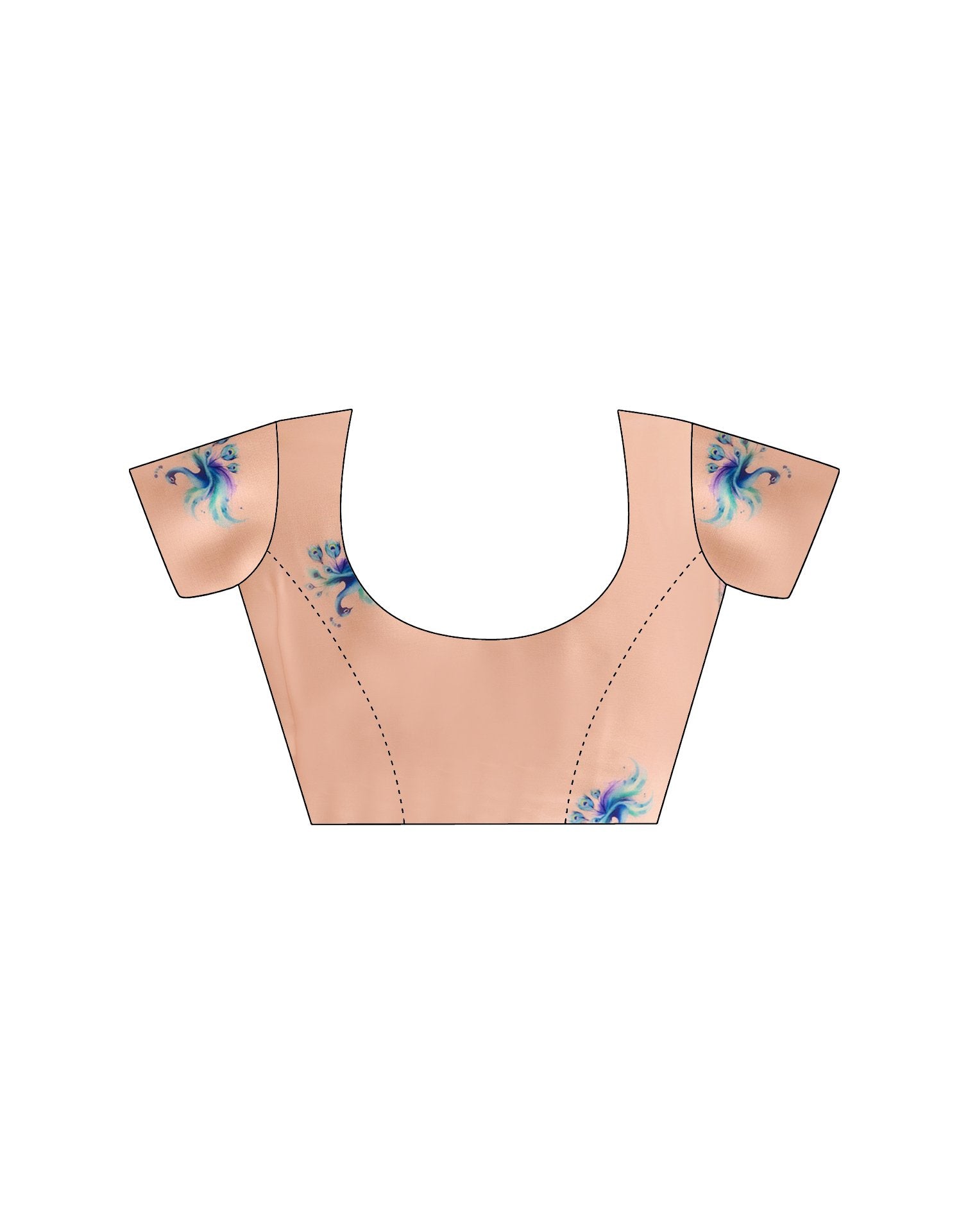 Handsfree Light Peach Satin Printed Saree