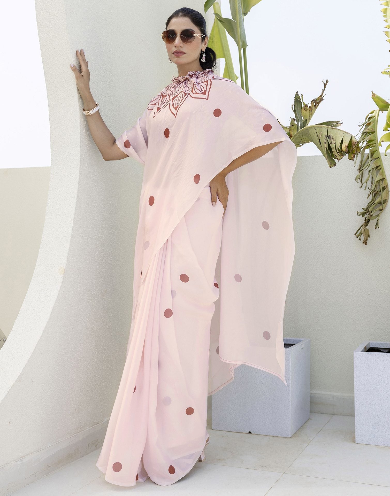Handsfree Off White Satin Printed Saree