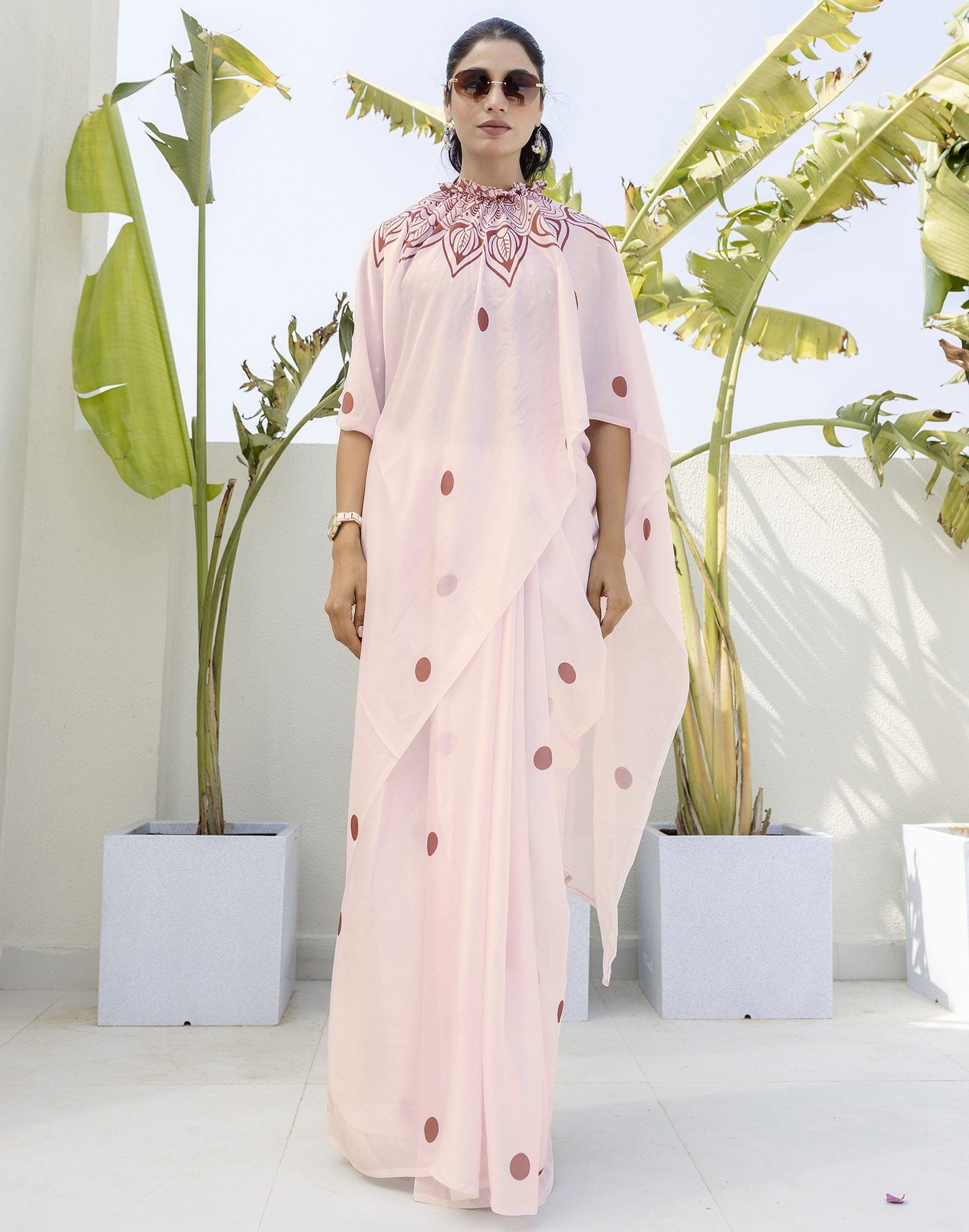 Handsfree Off White Satin Printed Saree