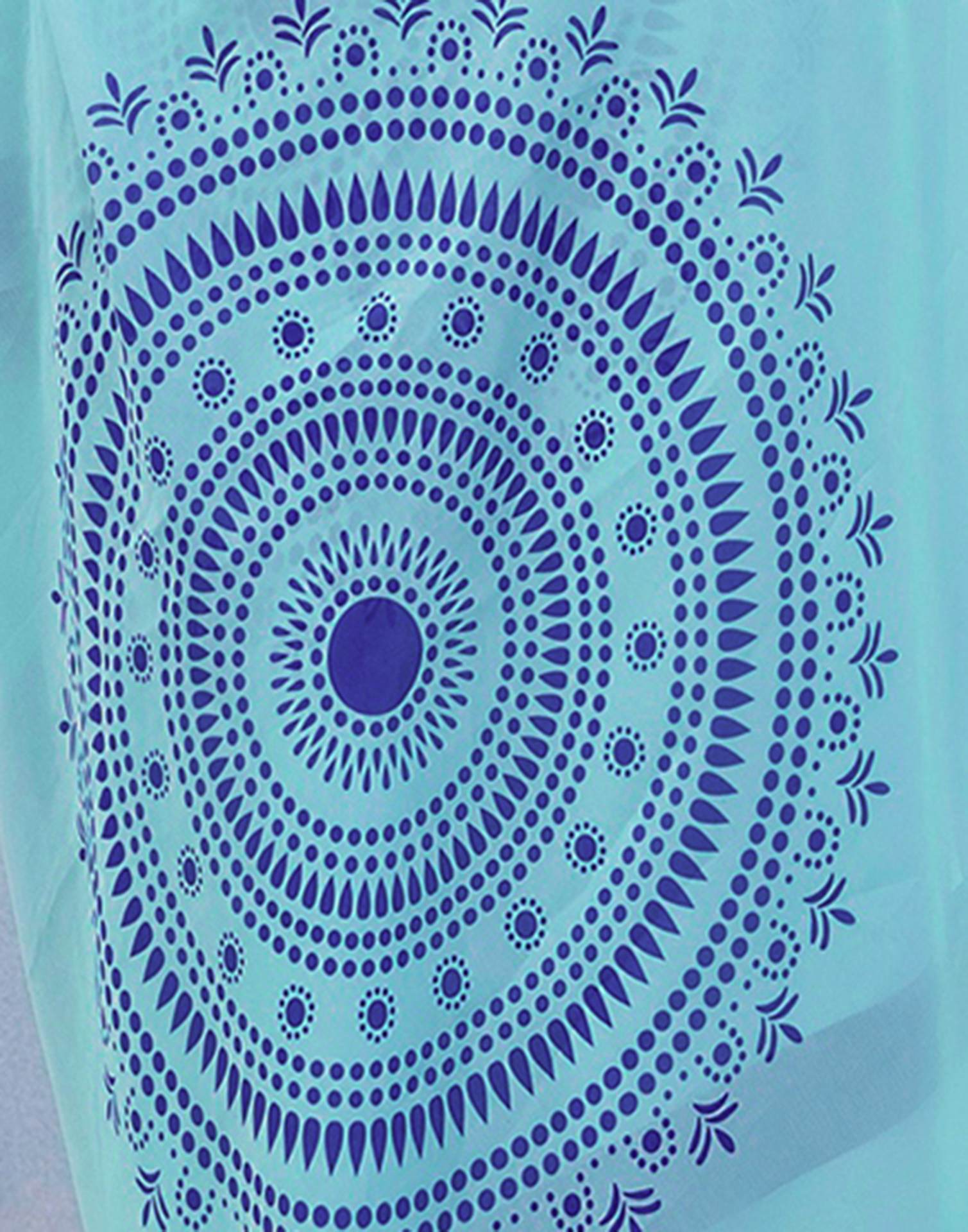 Handsfree Light Blue Satin Printed Saree