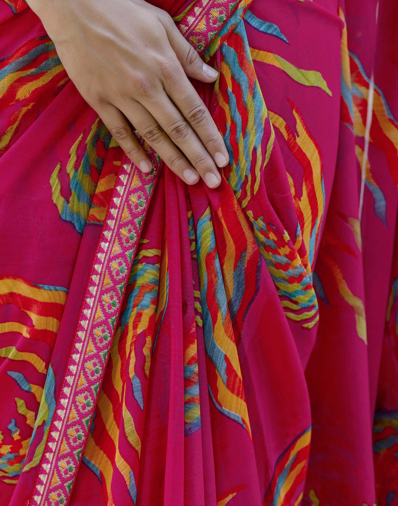 Rani Pink Georgette printed Saree
