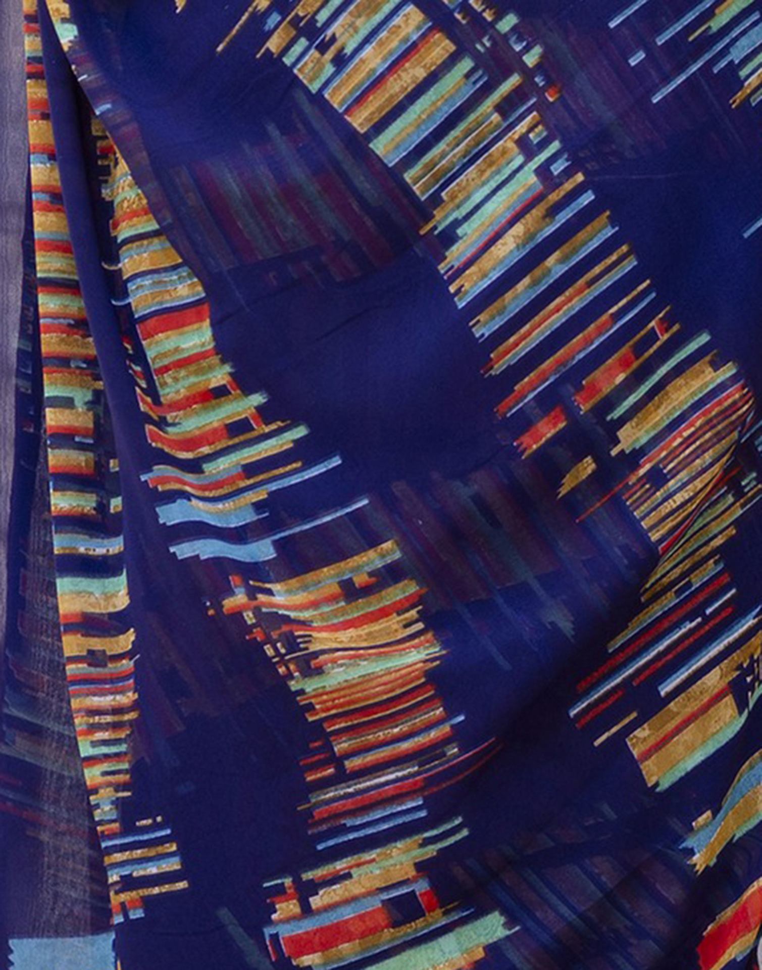 Navy Blue Georgette printed Saree