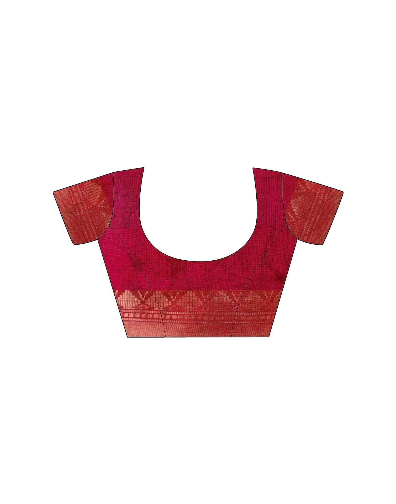 Rani Pink Cotton Blend Printed Saree