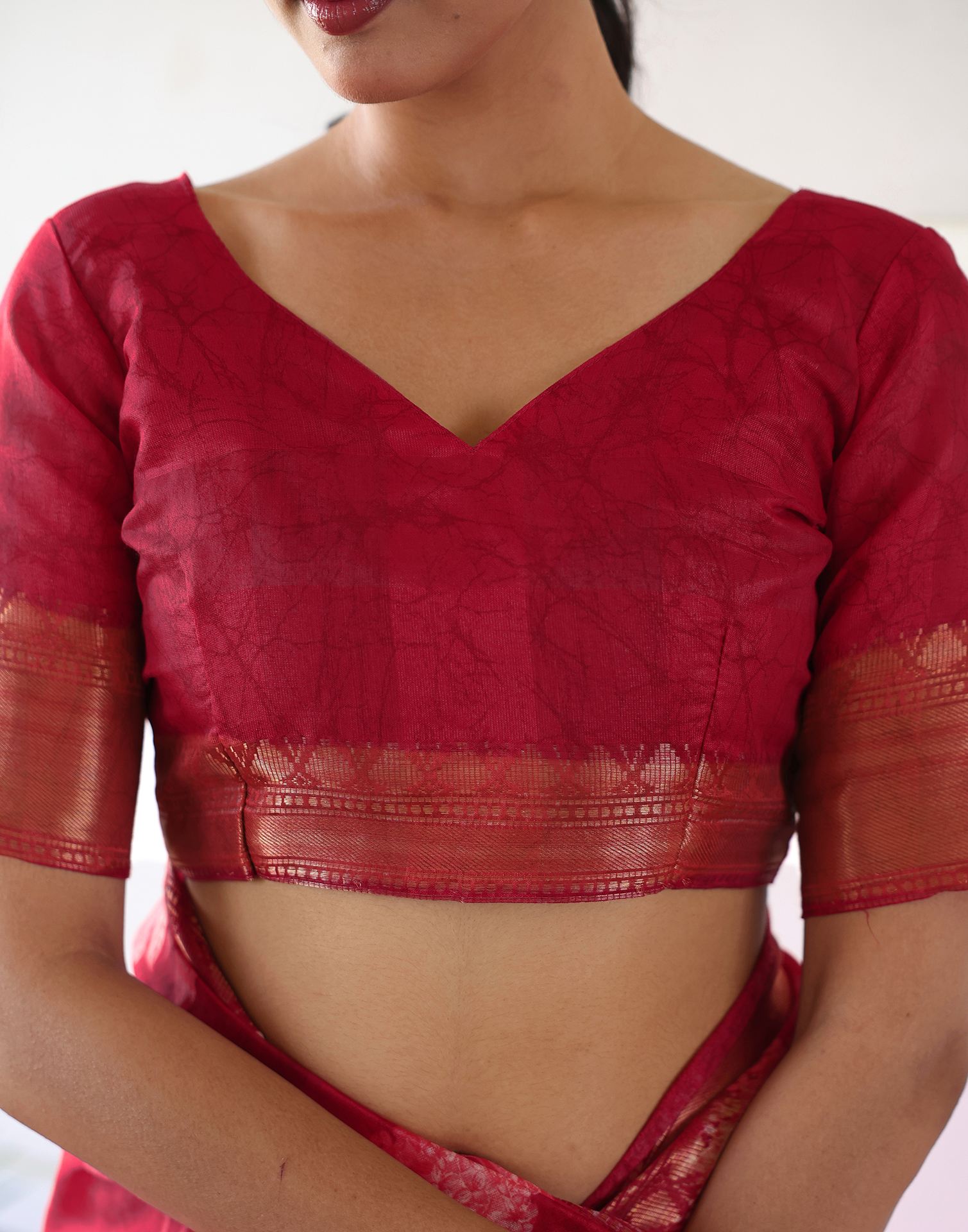 Rani Pink Cotton Blend Floral Printed Saree