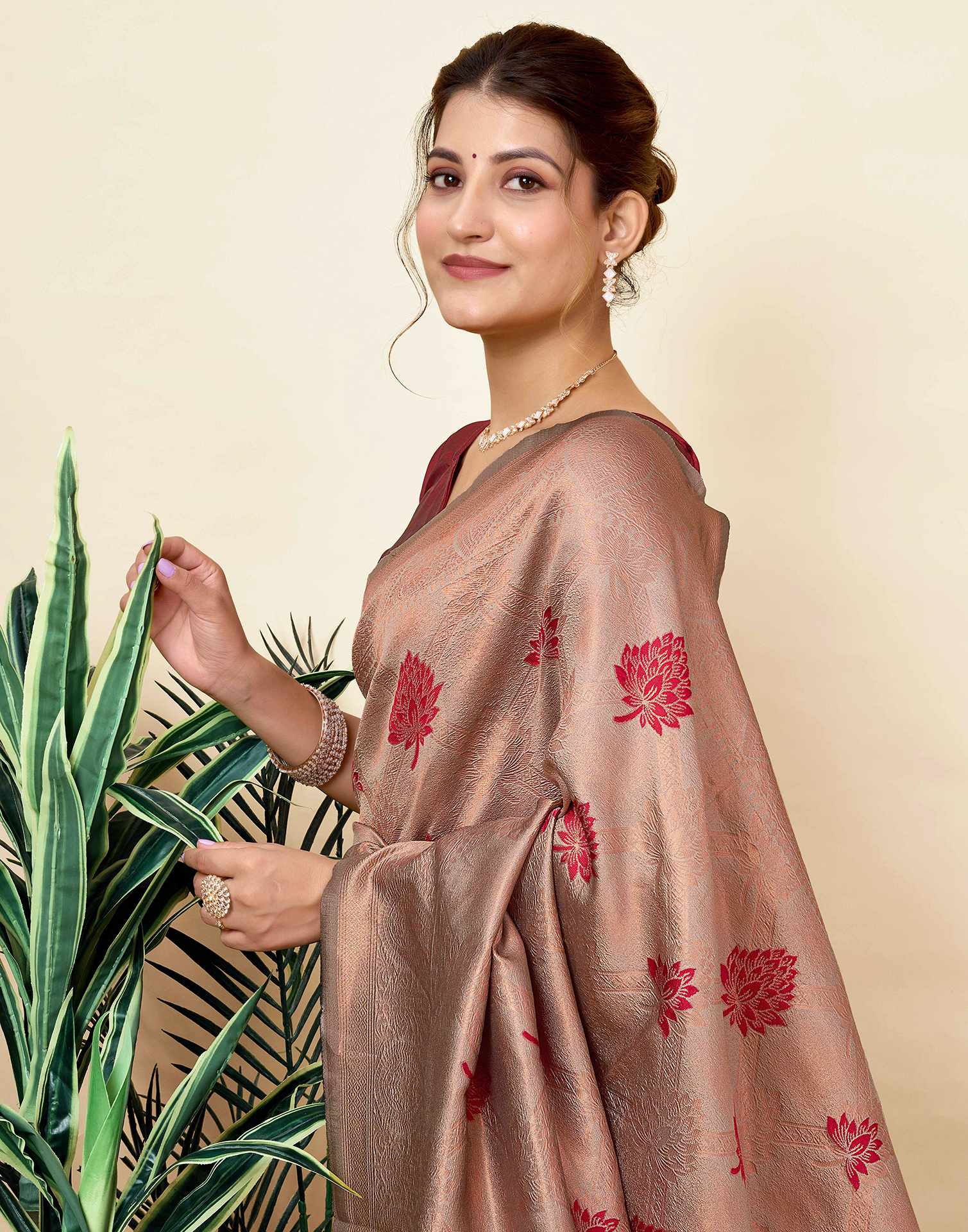 Brown Silk Woven Saree