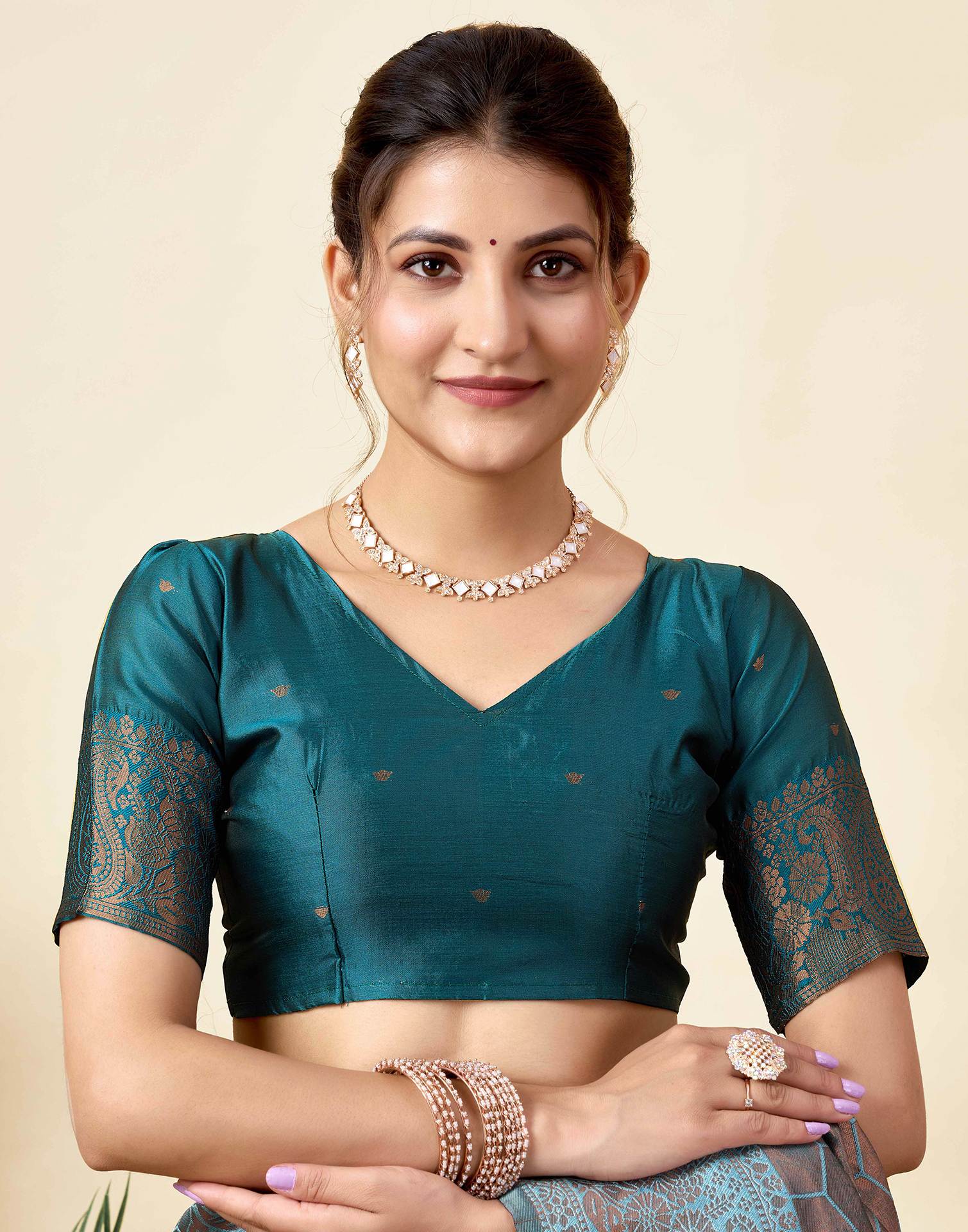 Dusty Blue Silk Woven Saree