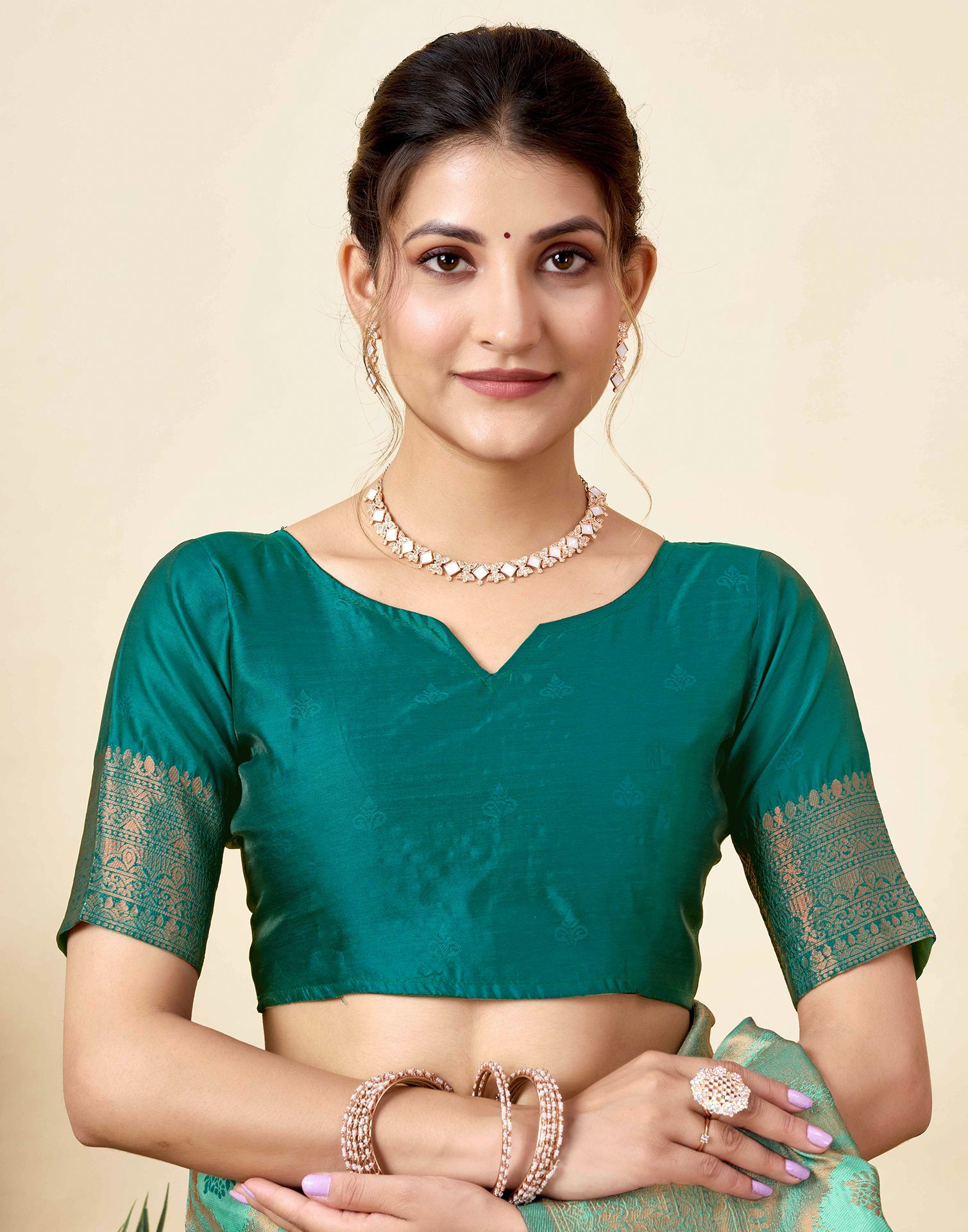 Teal Green Silk Woven Saree