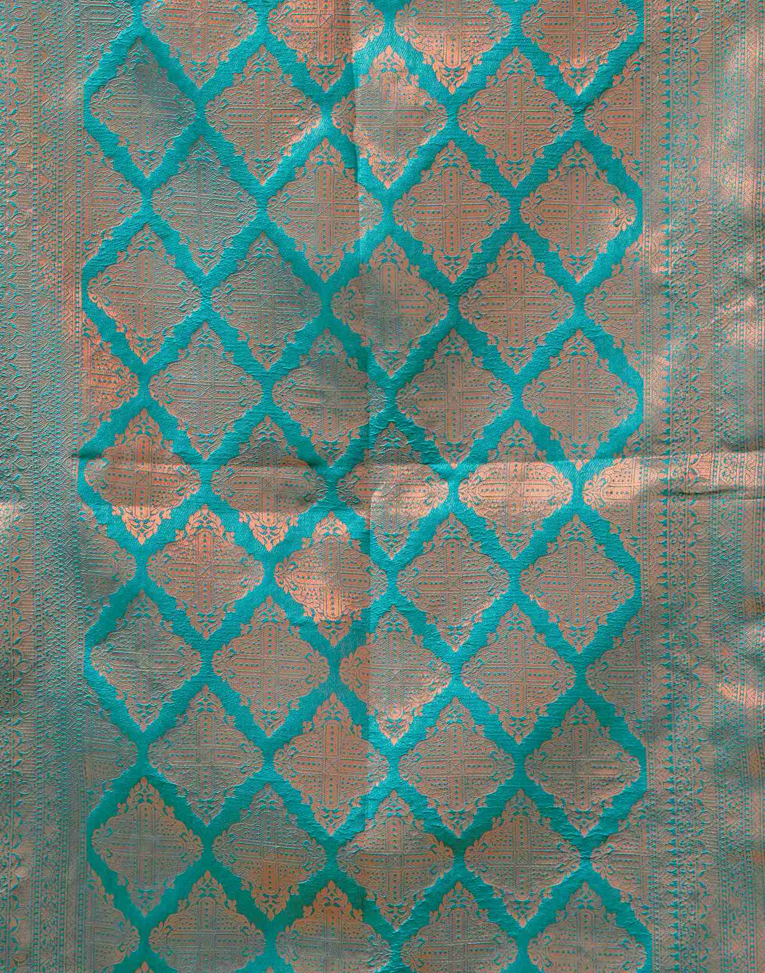 Teal Green Silk Woven Saree