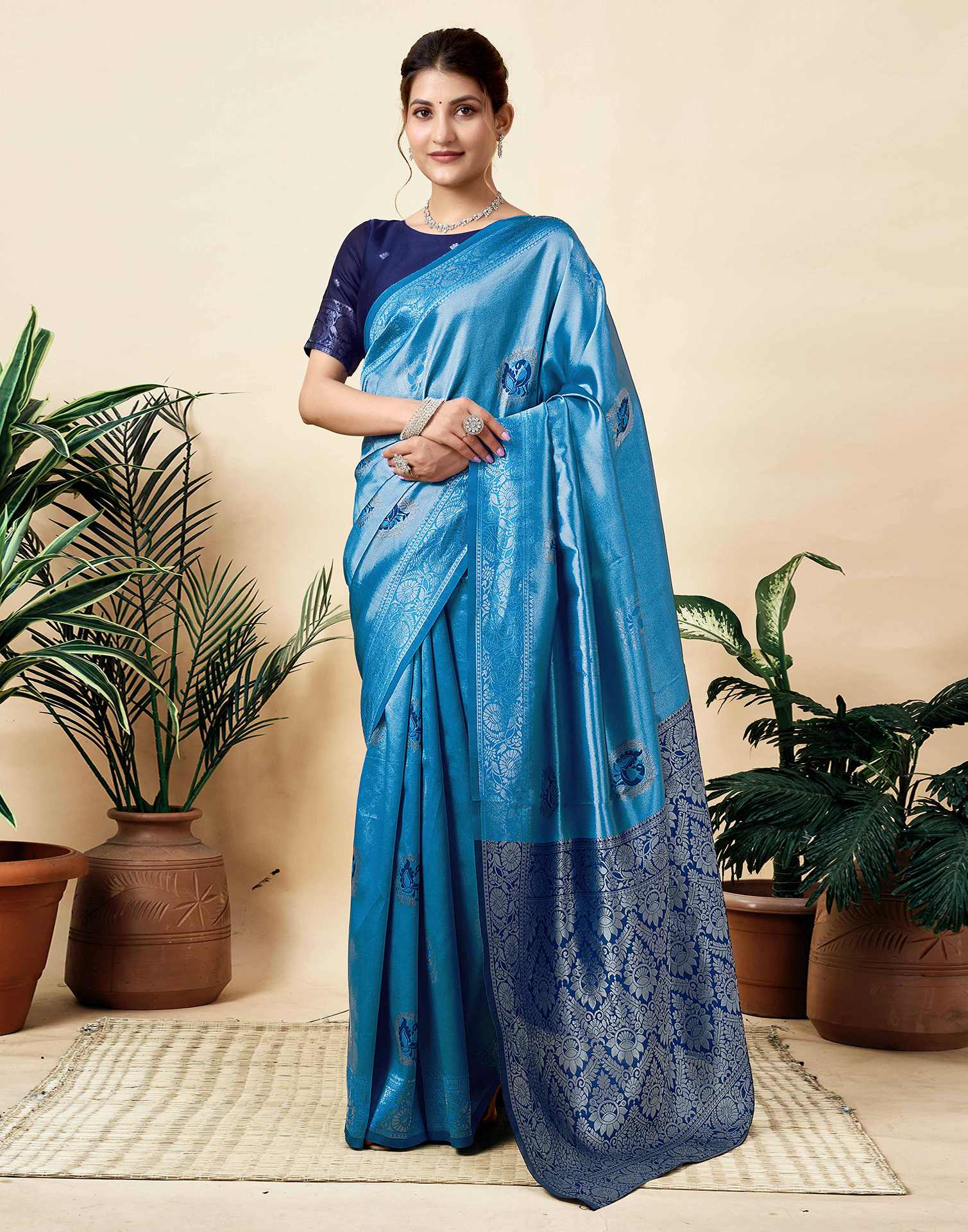 Blue Silk Woven Saree