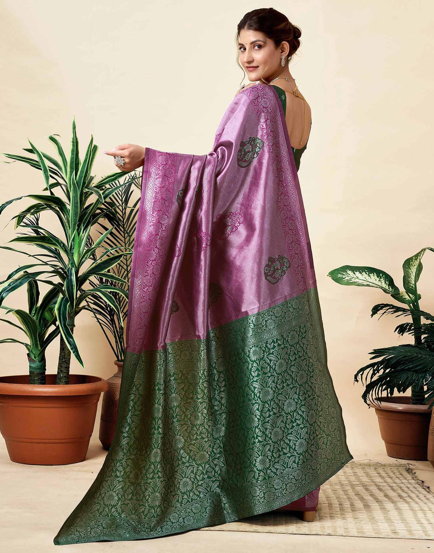 Dark Magenta Silk Woven Saree