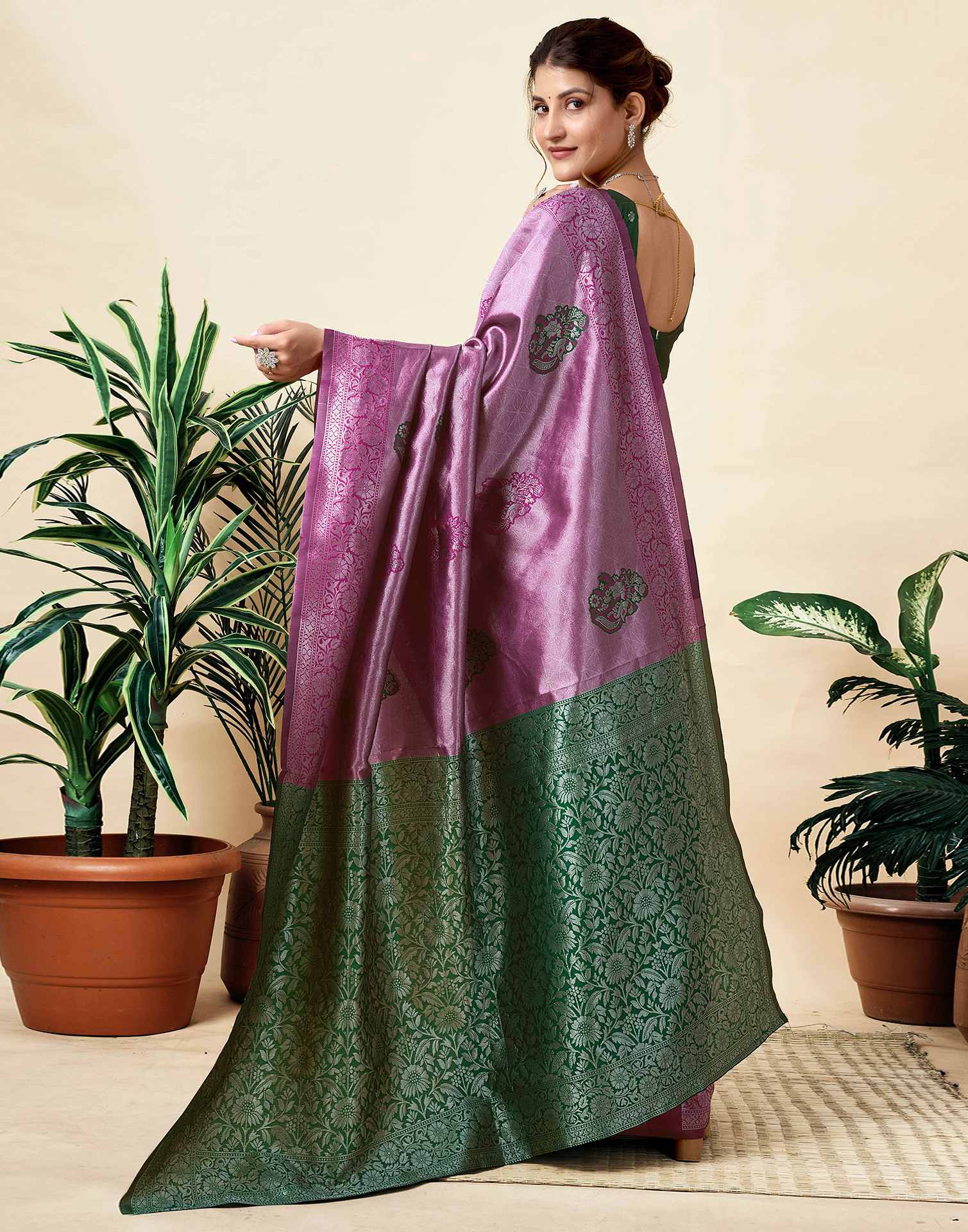 Dark Magenta Silk Woven Saree