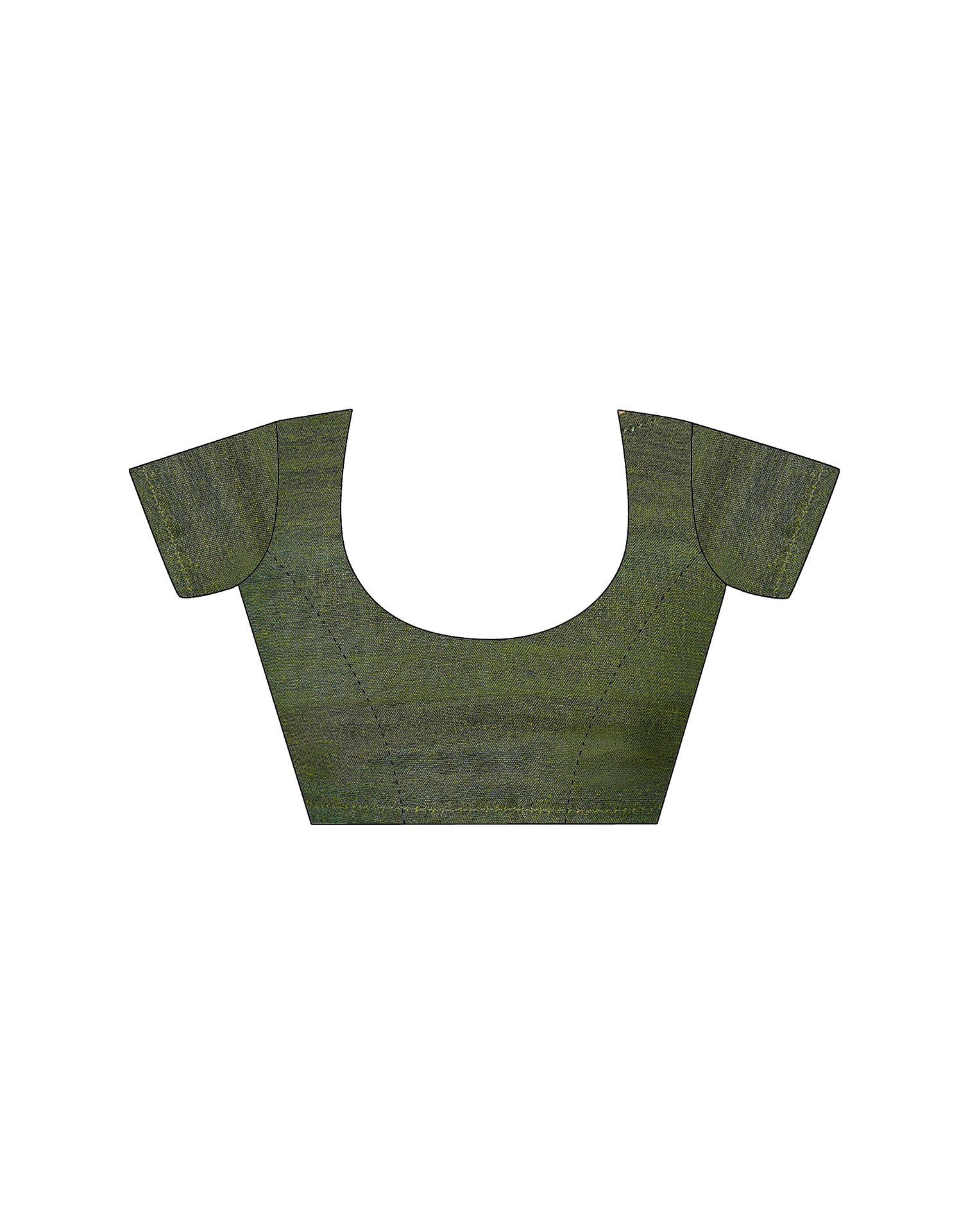 Olive Green Linen Sequence Saree