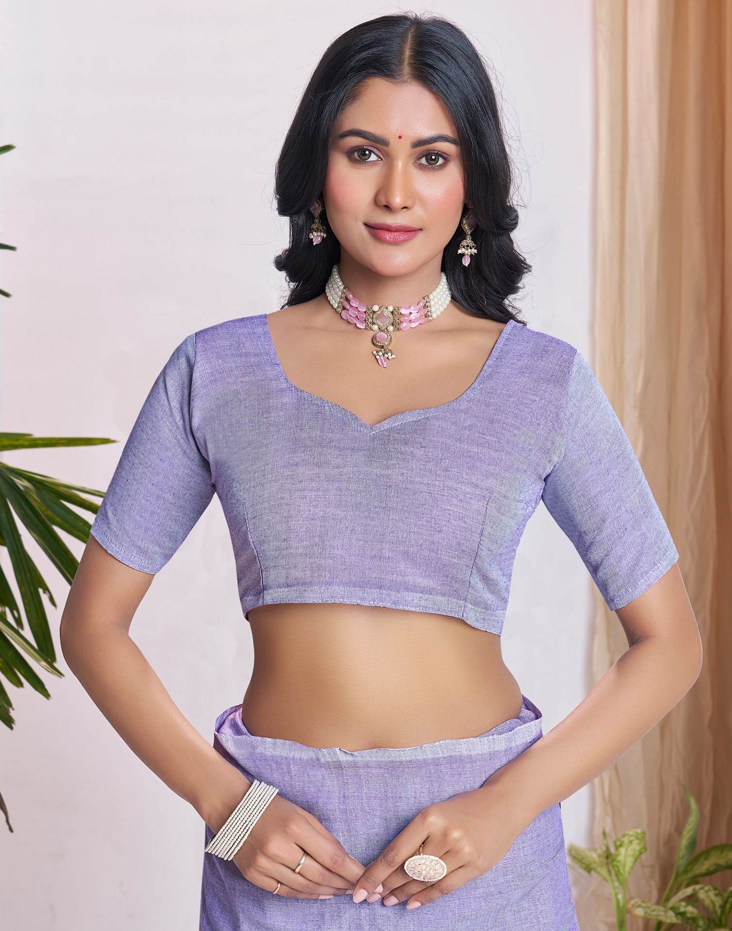 Light Purple Linen Sequence Saree