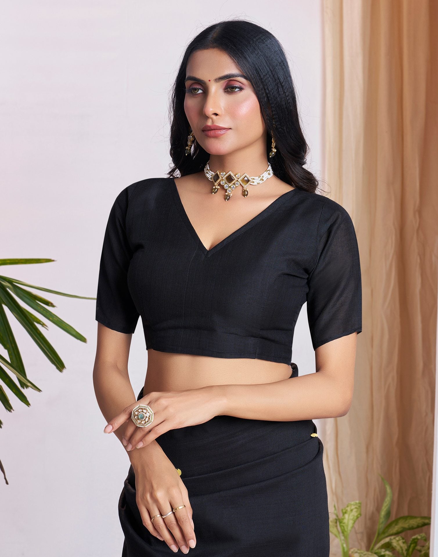 Black Linen Sequence Saree