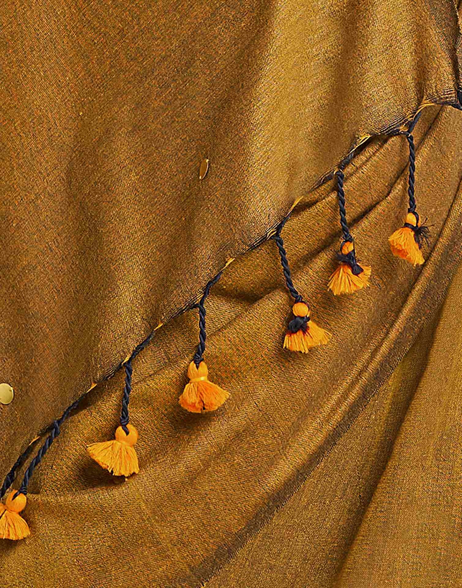 Mustard Yellow Linen Sequence Saree