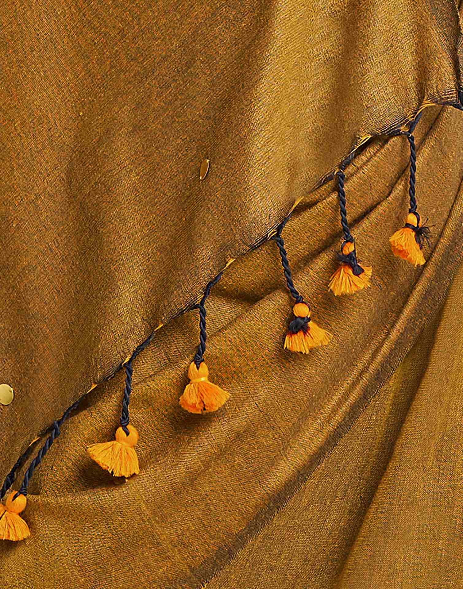 Mustard Yellow Linen Sequence Saree
