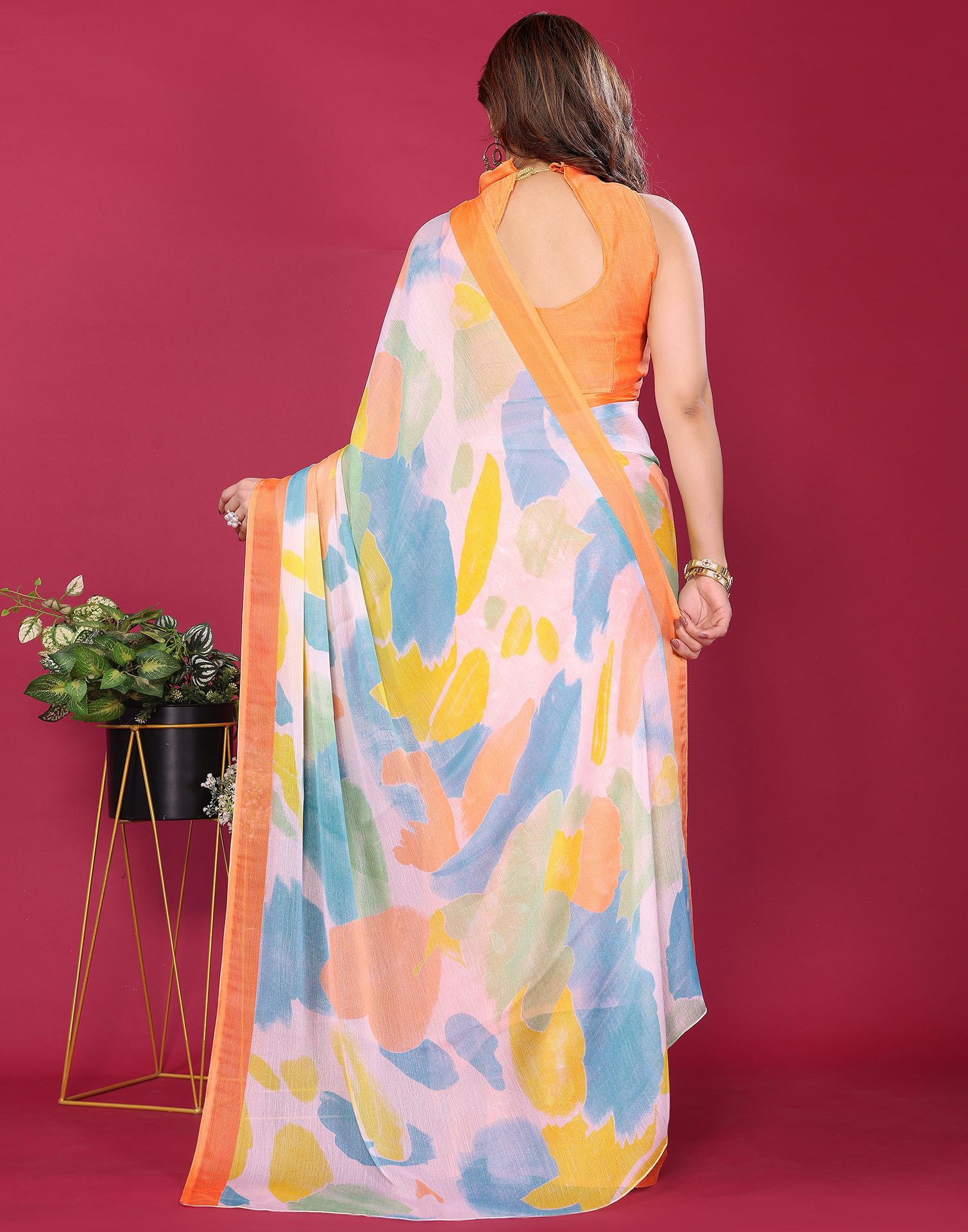 Multicoloured Chiffon Printed Saree