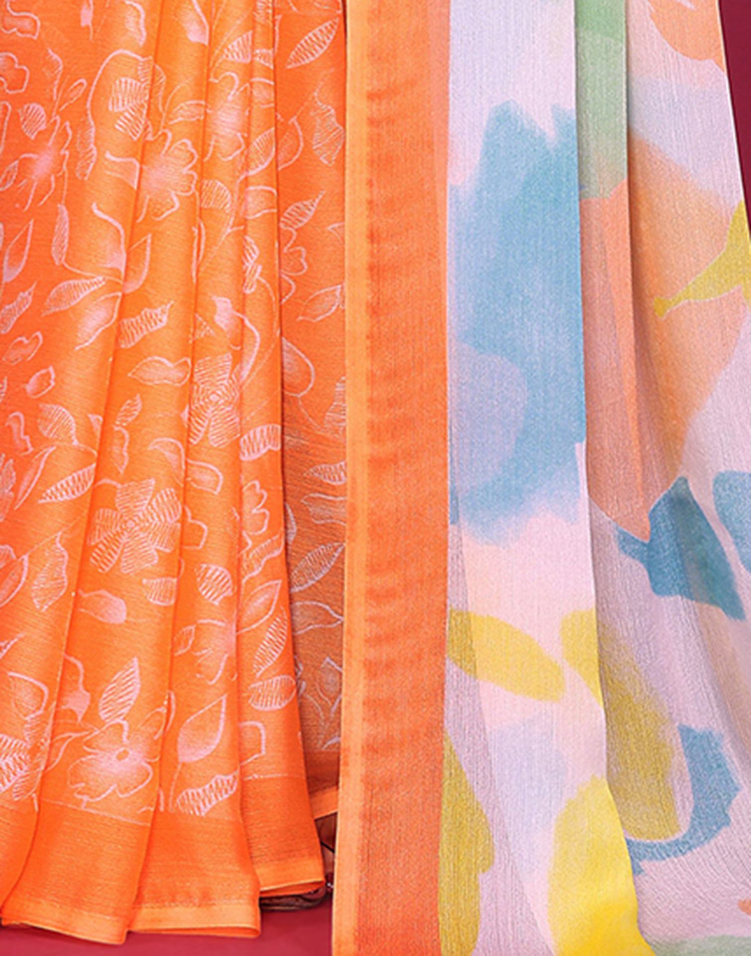 Multicoloured Chiffon Printed Saree