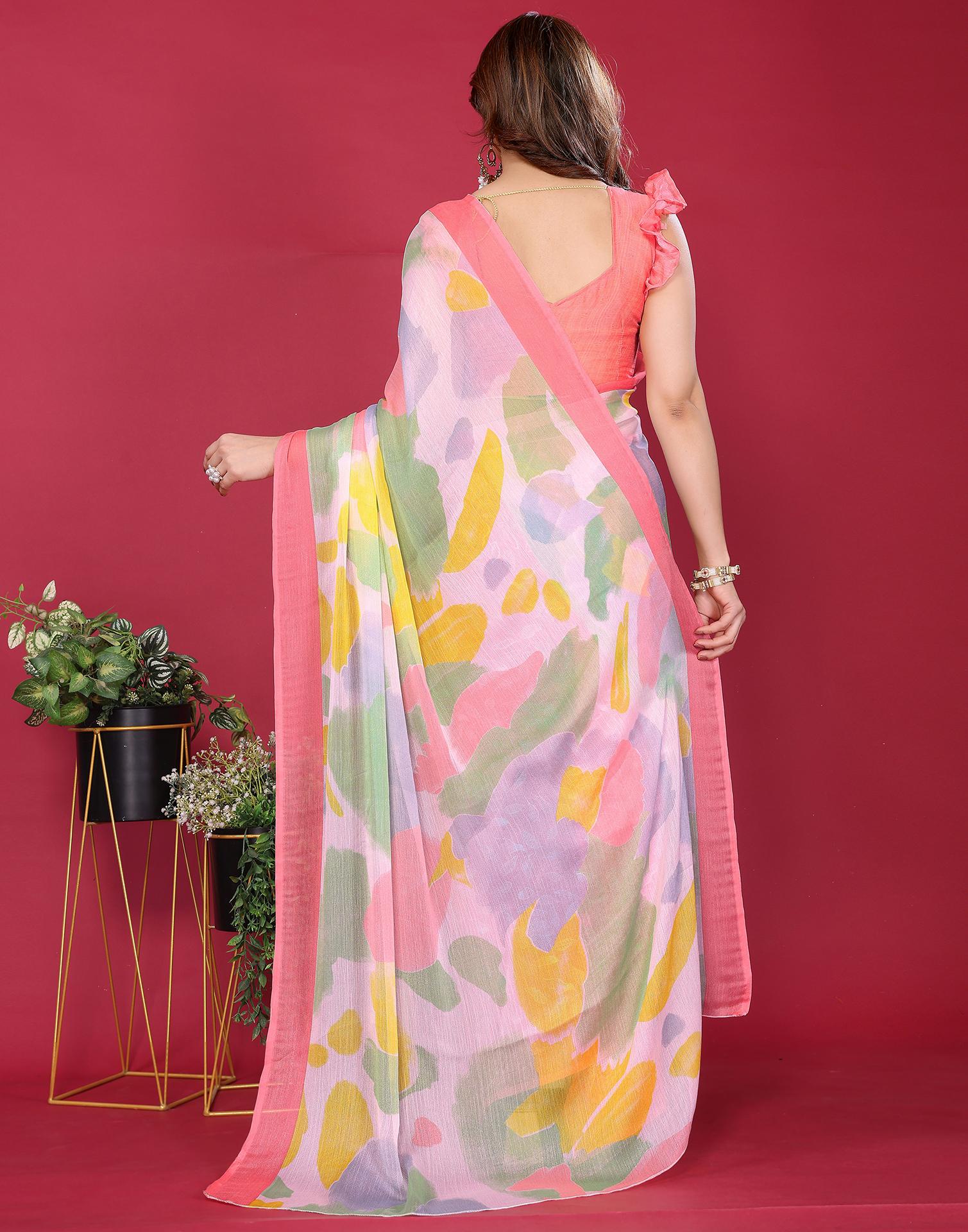 Multicoloured Chiffon Printed Saree